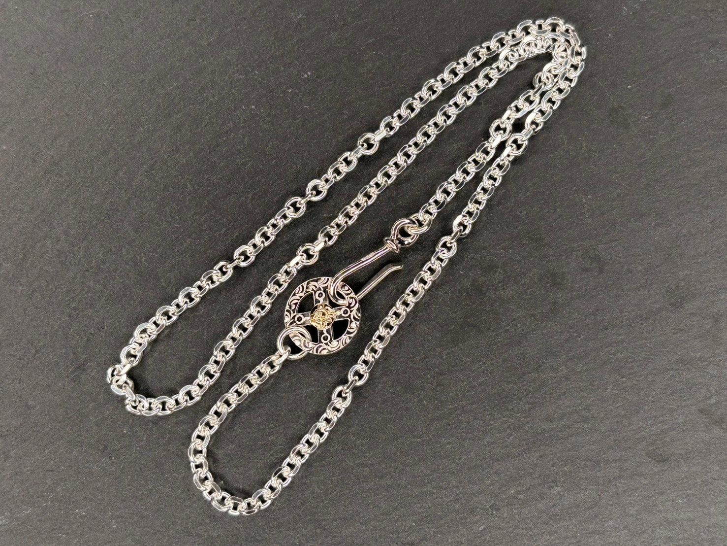 O-062+ P-077(C) First Arrow's Chain Necklace with Medicine Wheel and K18- Medium