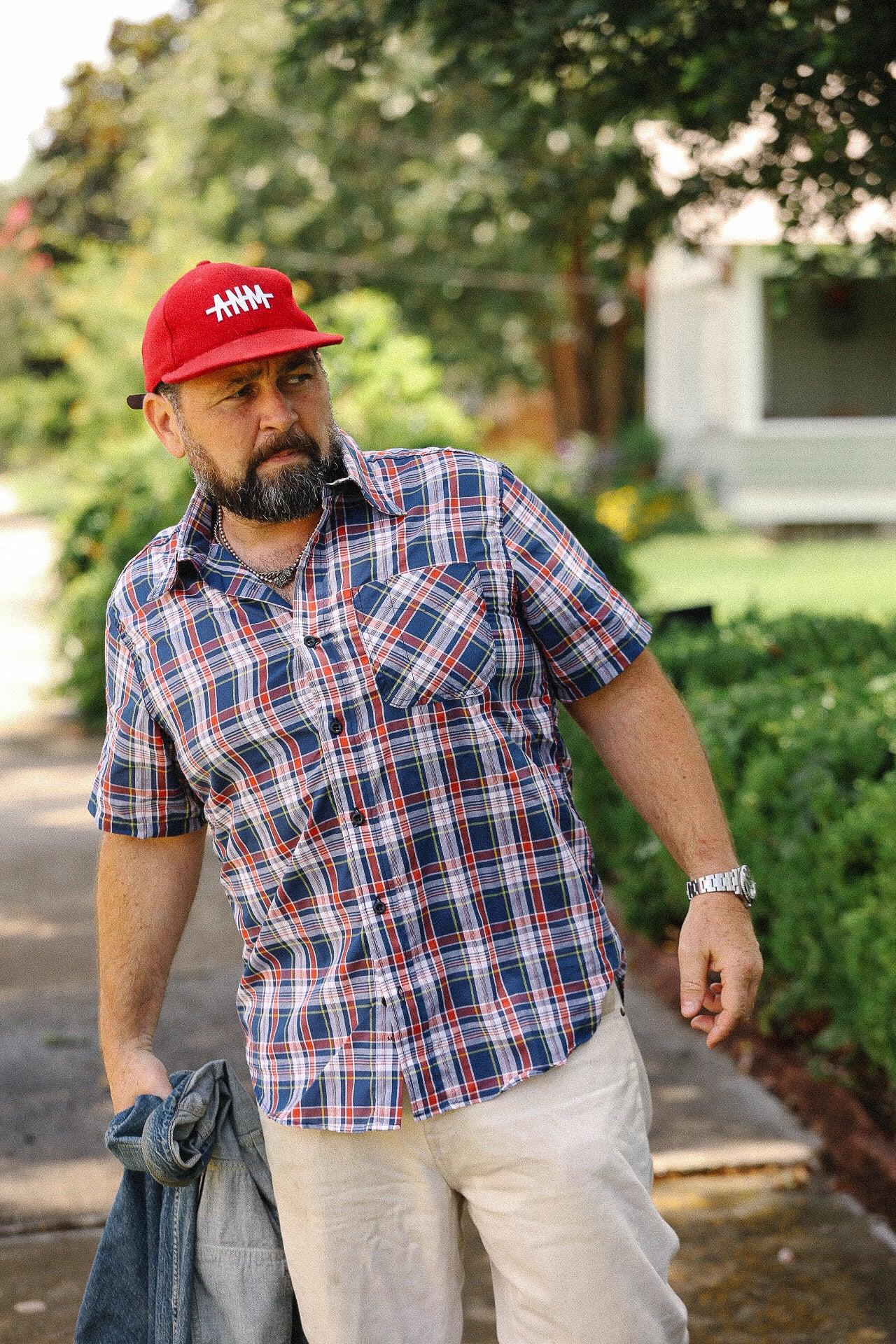 W10 Short Sleeve Madras Shirt- Navy