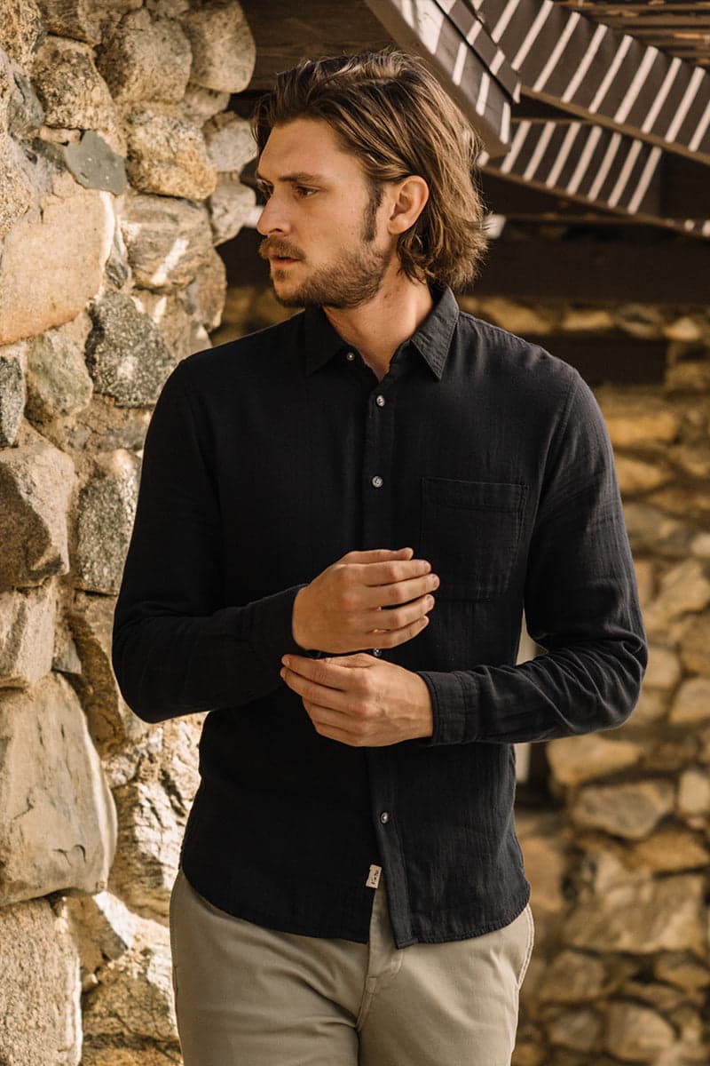 The Ripper Double Gauze Organic Cotton Shirt - Black