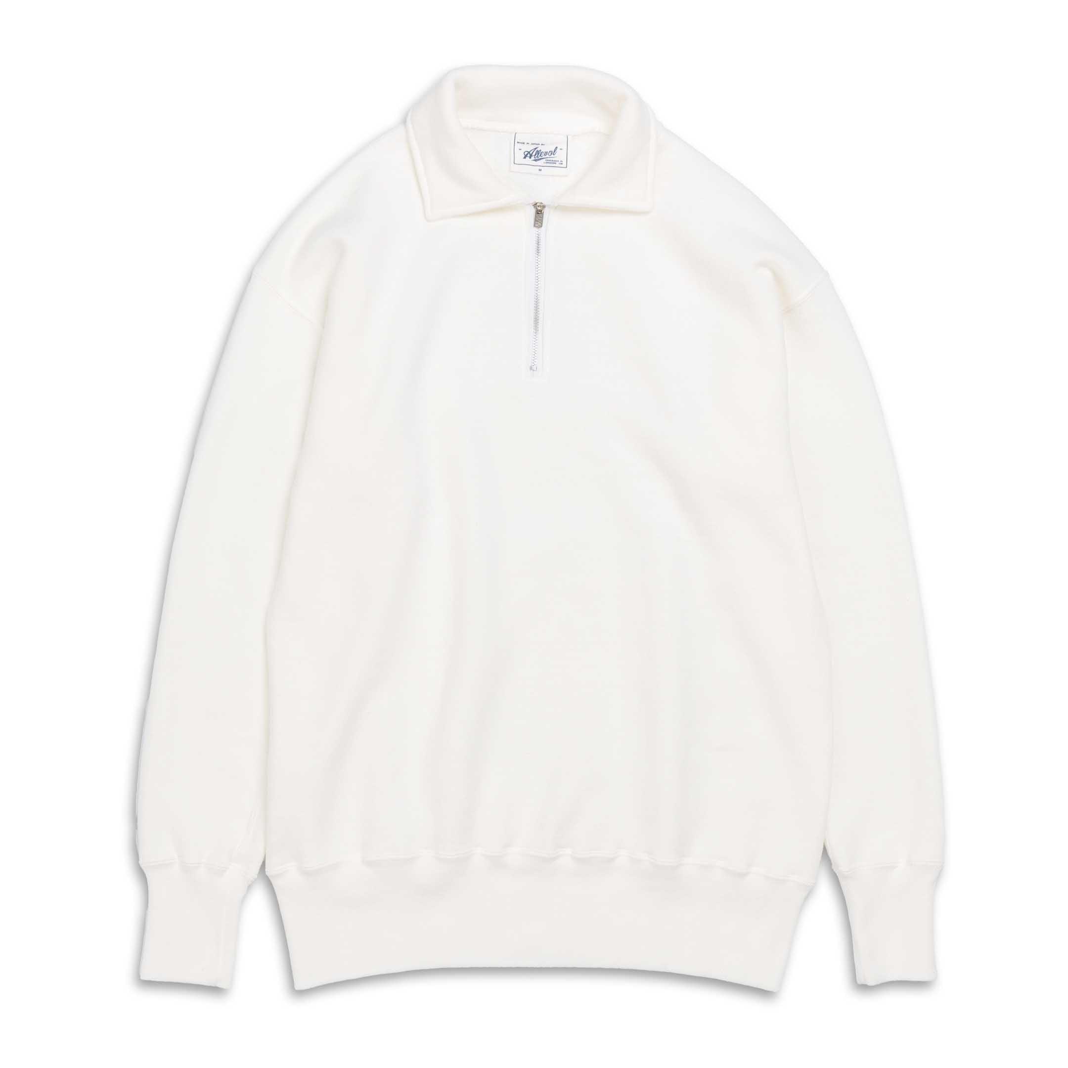 Loopwheel Quarter Zip Sweatshirt White