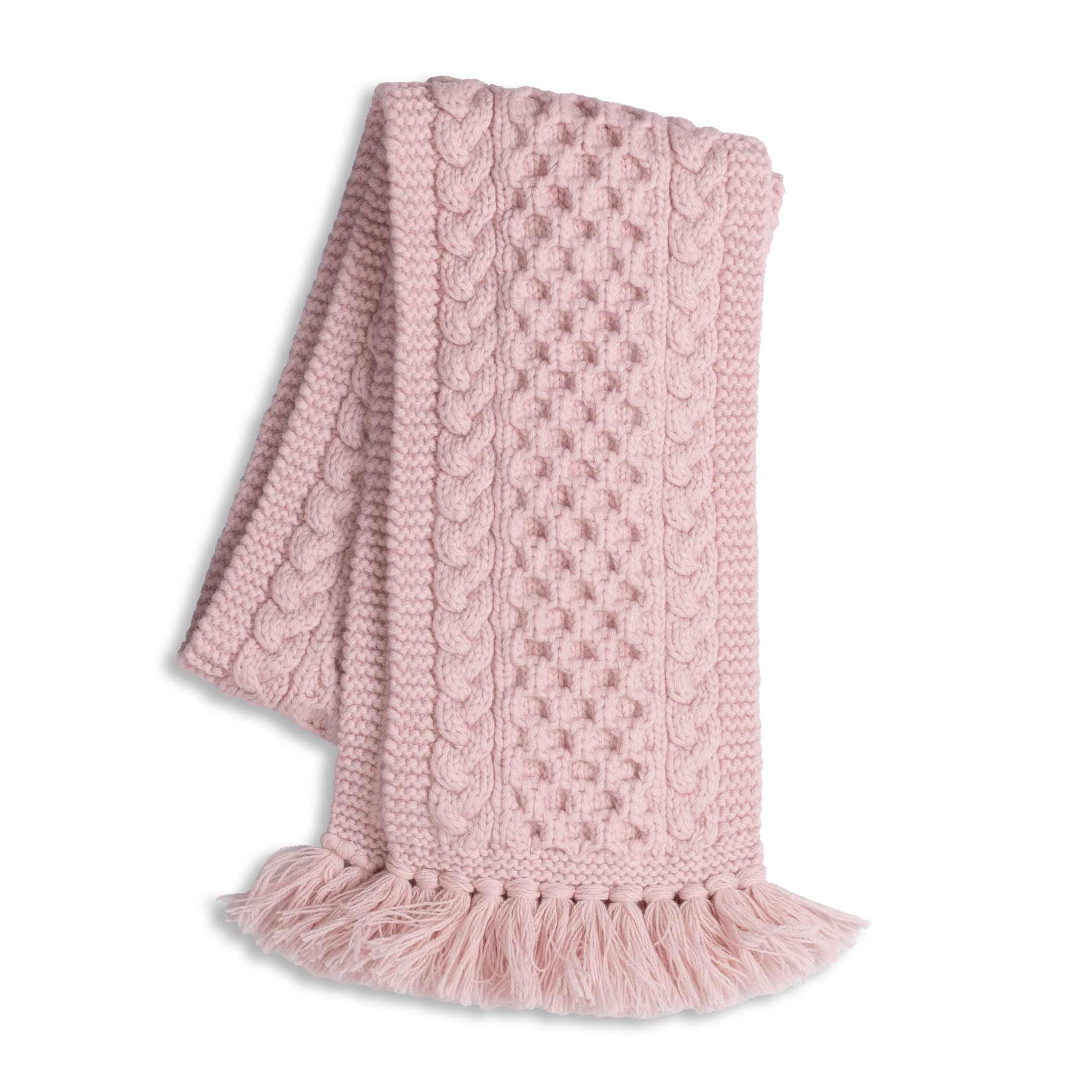 12A Aran Scarf Merino Lambswool Pink Gin 333