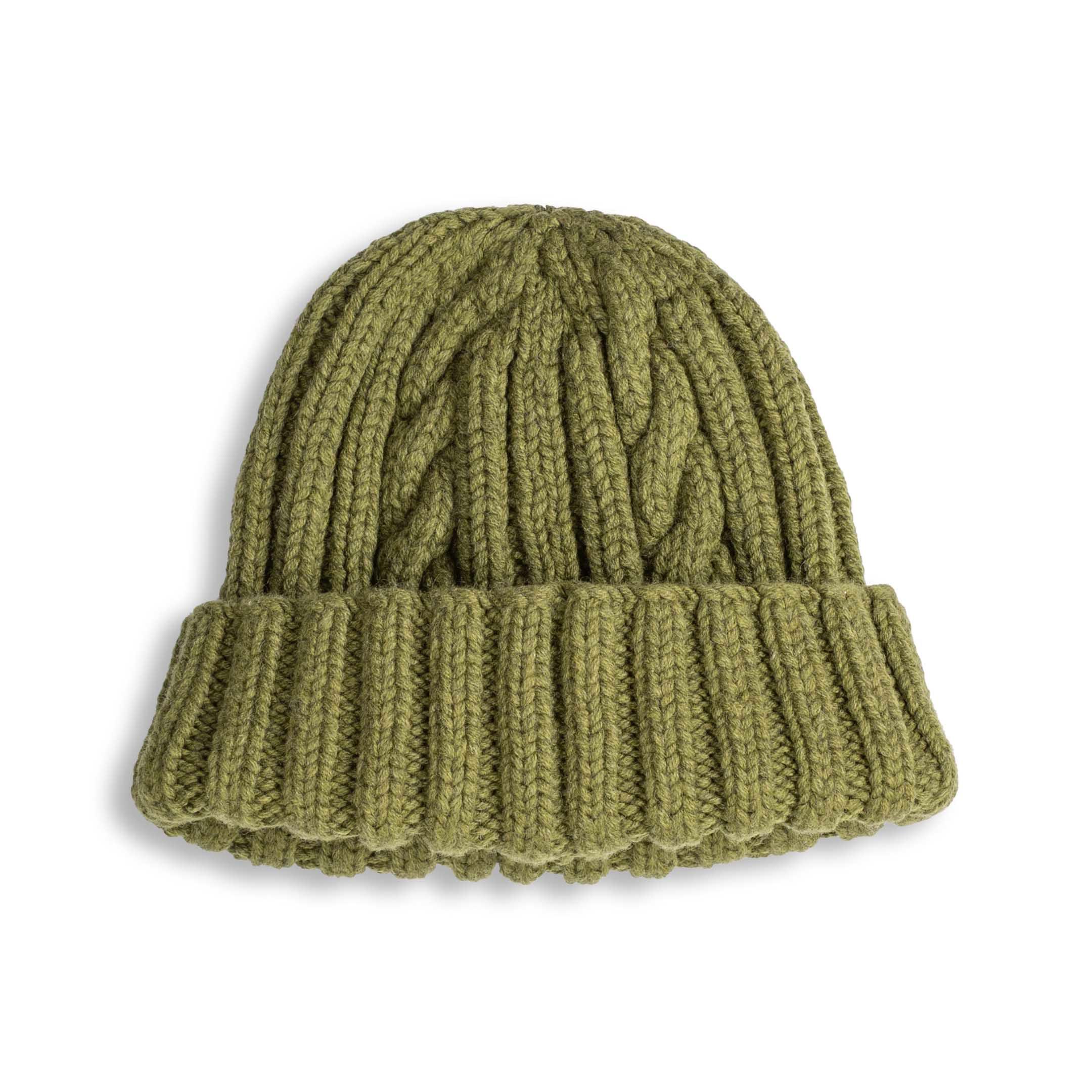 22F Rib & Cable Hat Merino Lambswool Dark Apple