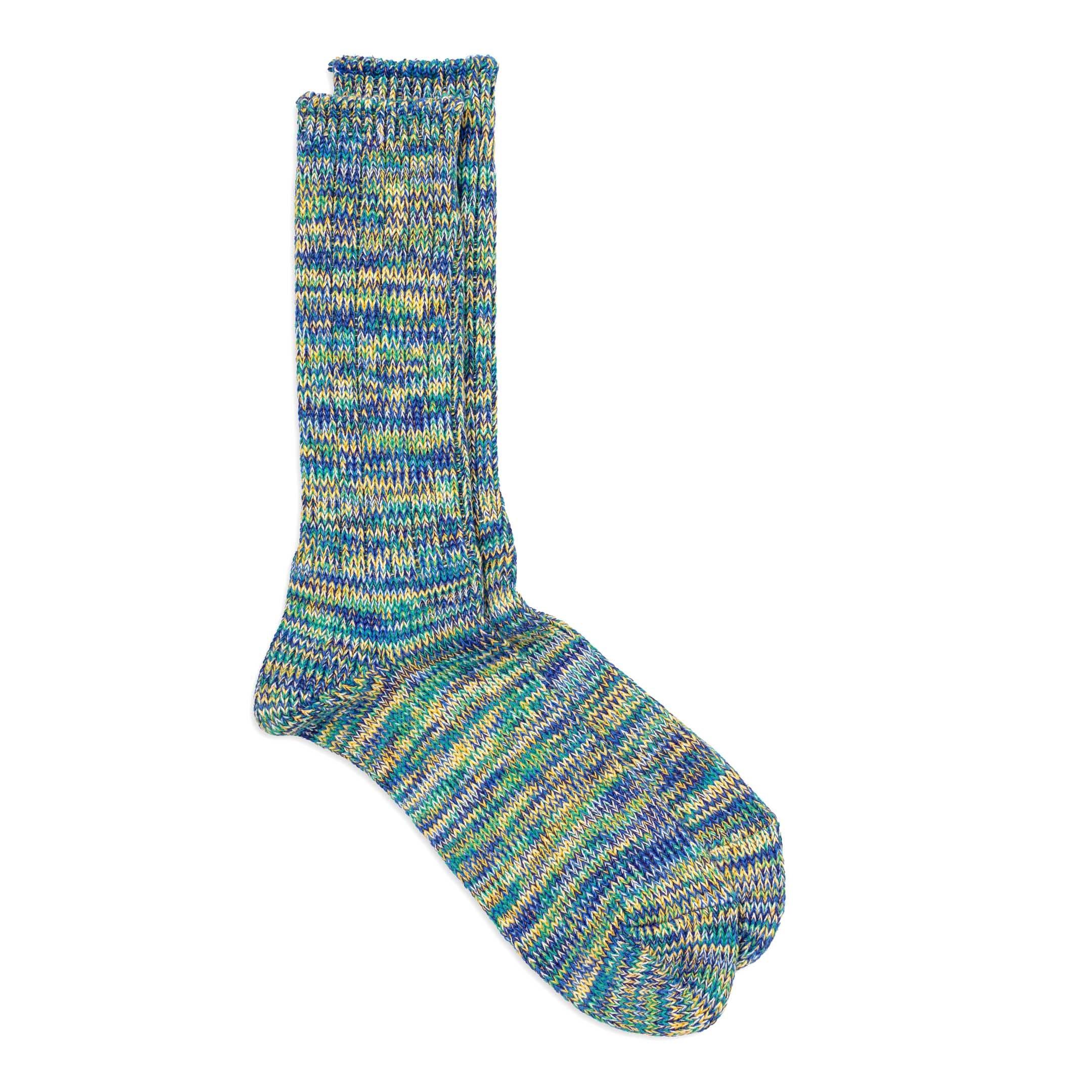 5 Colour Mix Crew Sock Green