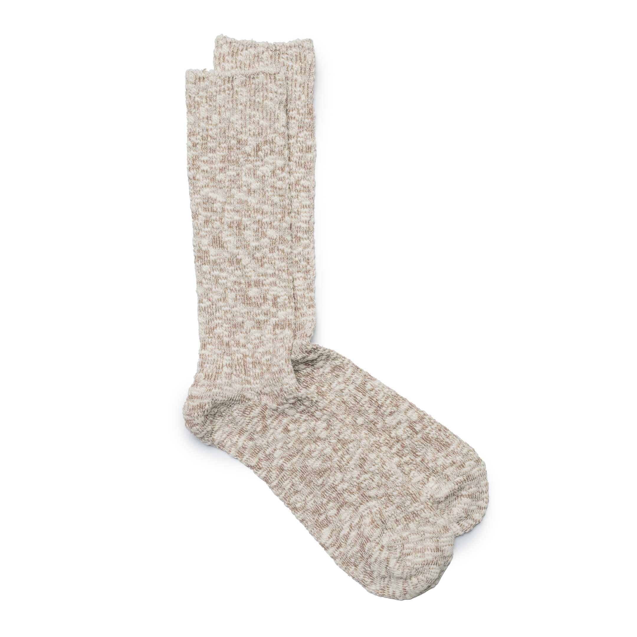 Light Slub Crew Sock Beige