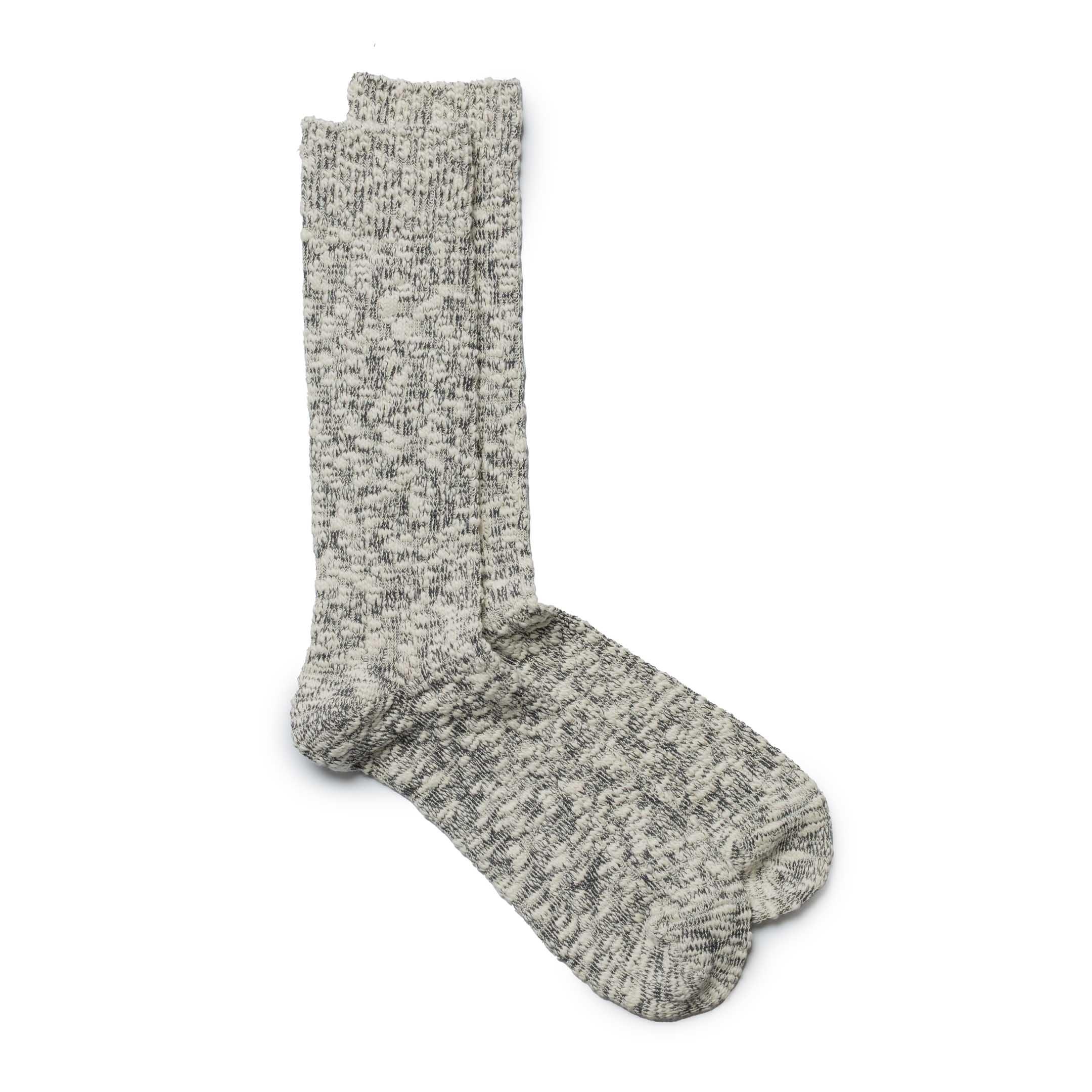 Light Slub Crew Sock Black