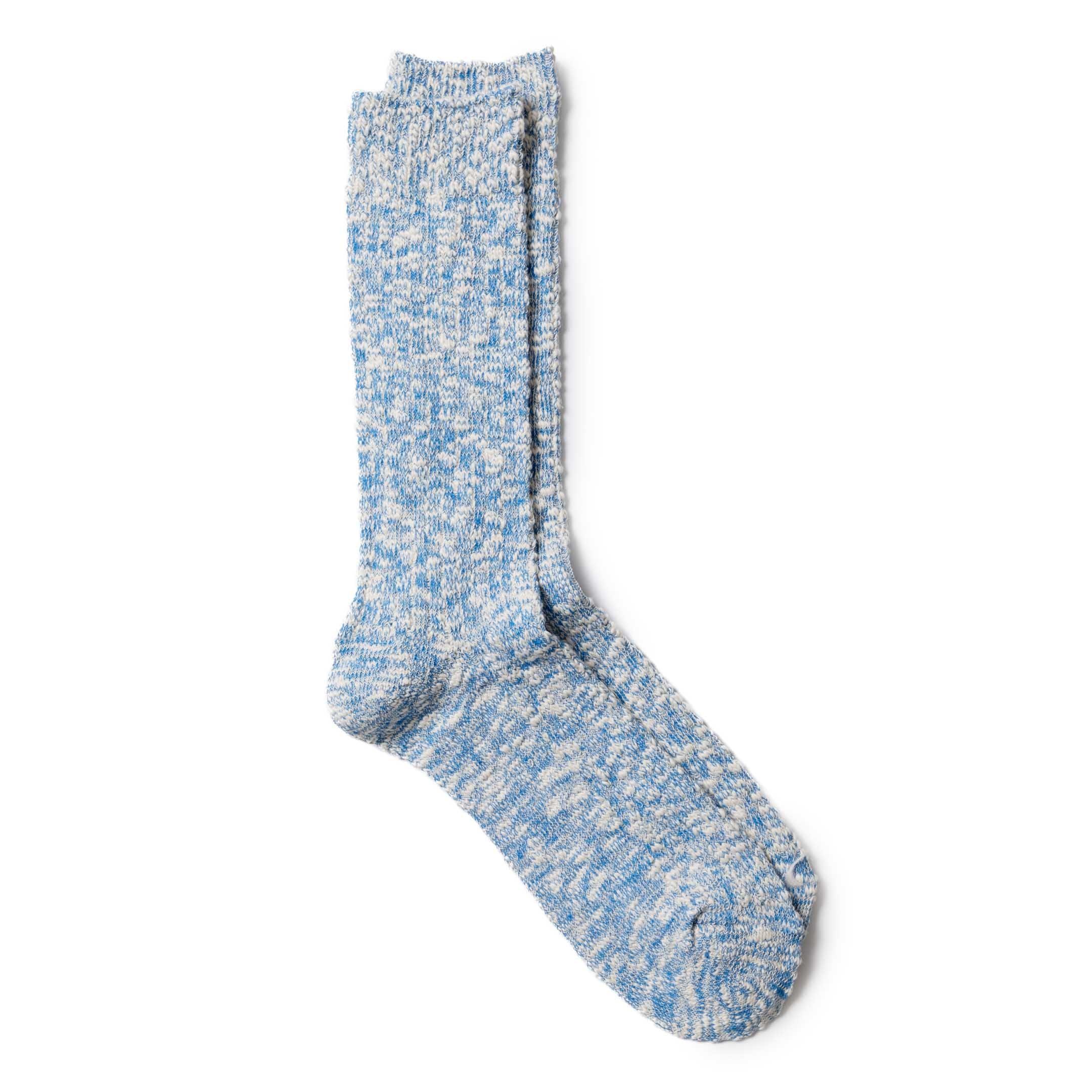 Light Slub Crew Sock Blue
