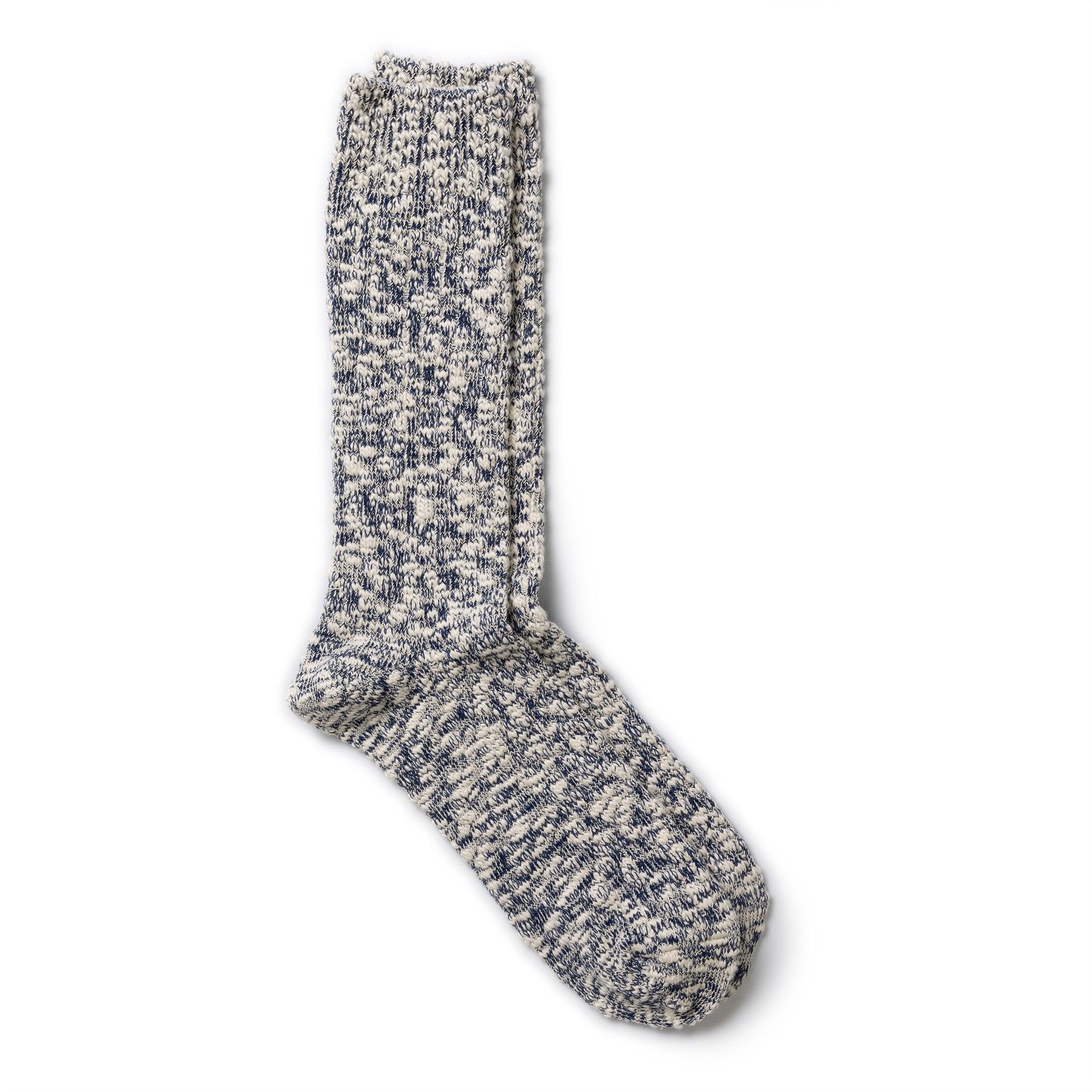 Light Slub Crew Sock Navy