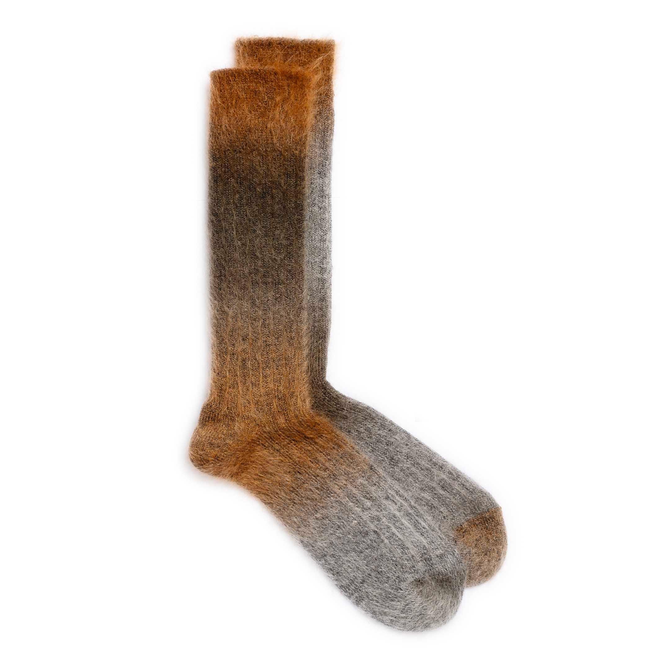 Mohair Rib Crew Sock Brown
