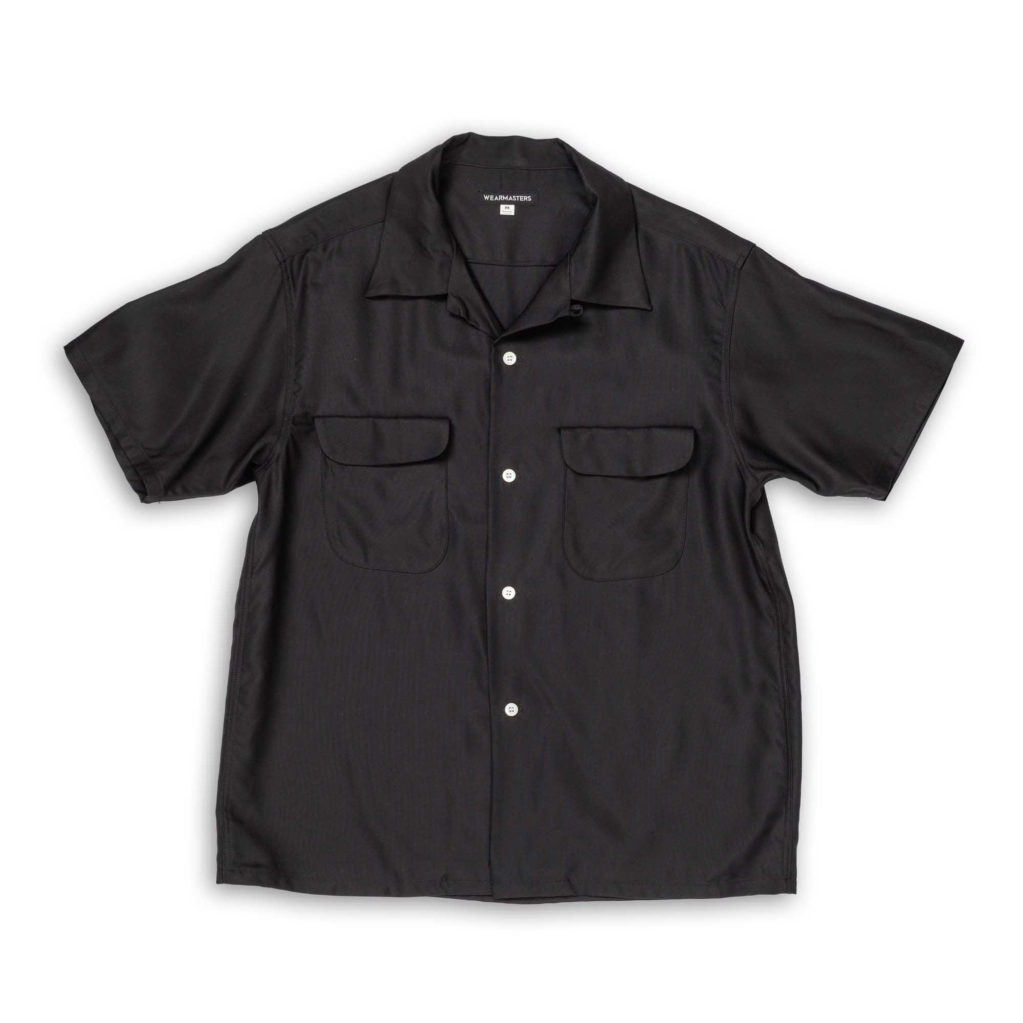 Flap Pocket Rayon Shirt S/S Black