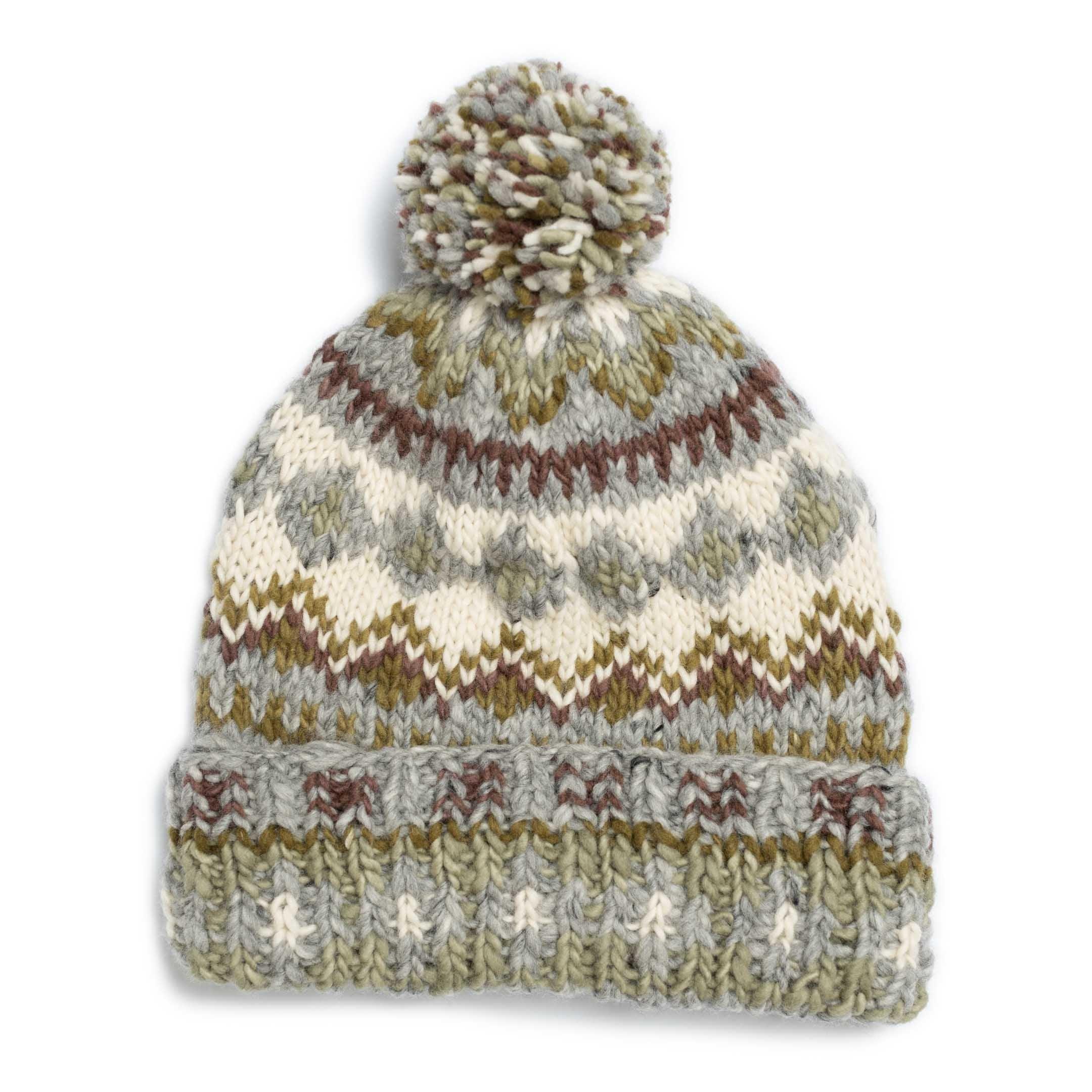 Double Cuff Cap Fair Isle #3 Pearl Grey