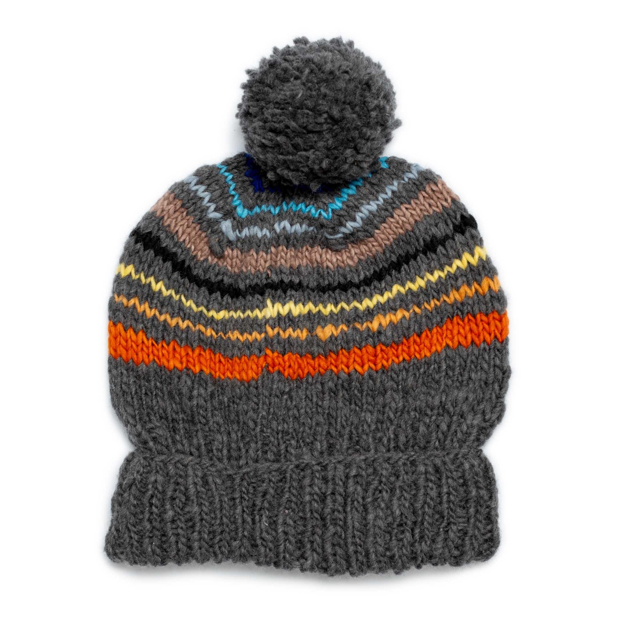 Double Cuff Cap Multi Stripe Grey