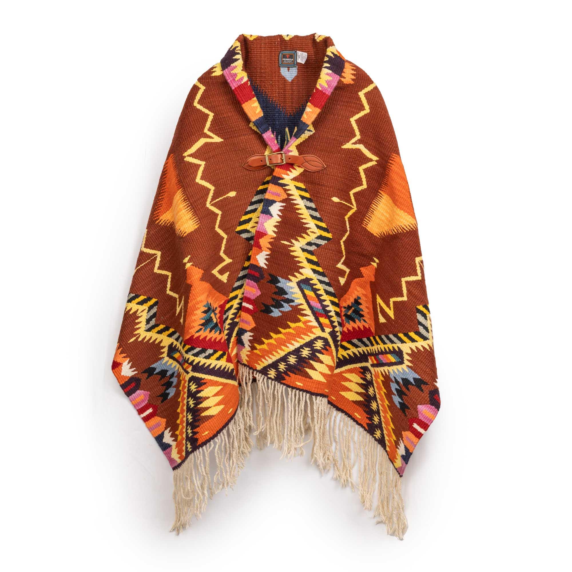 Merino Wool Blanket Poncho Antique Star Royal