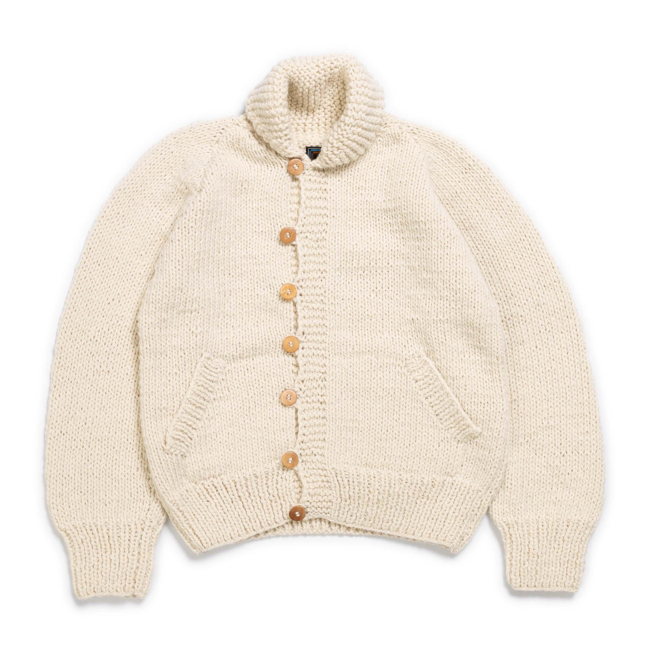 Shawl Collar Loop Button Cardigan Ivory