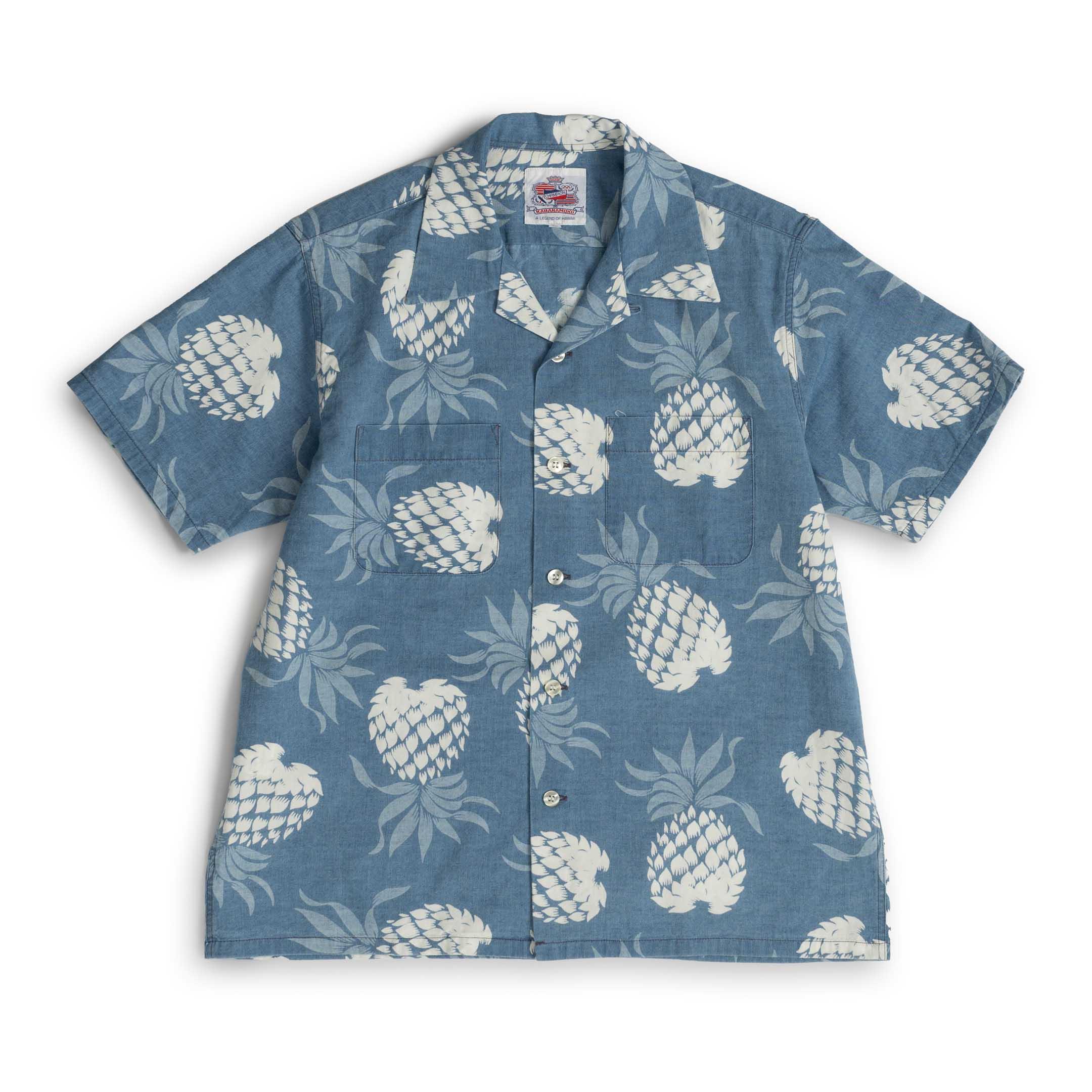 S/S Dukes Pineapple Hawaiian Shirt Blue