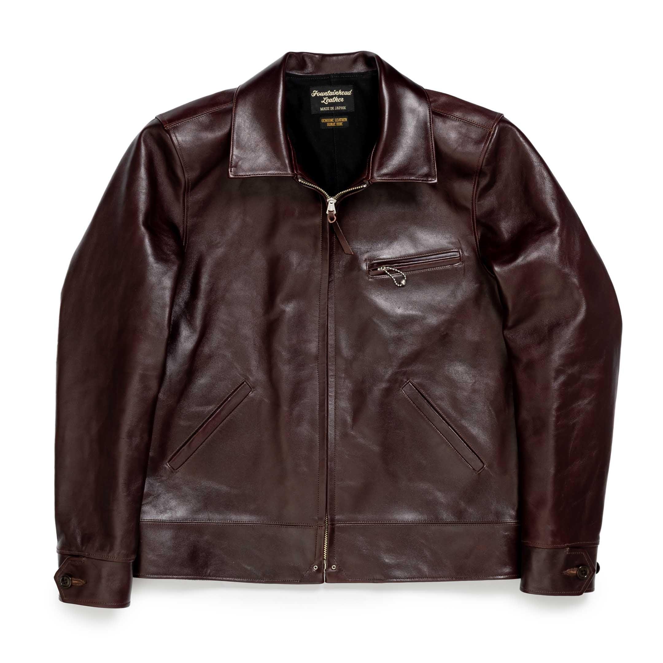 Alpha Horsehide Leather Jacket Brown