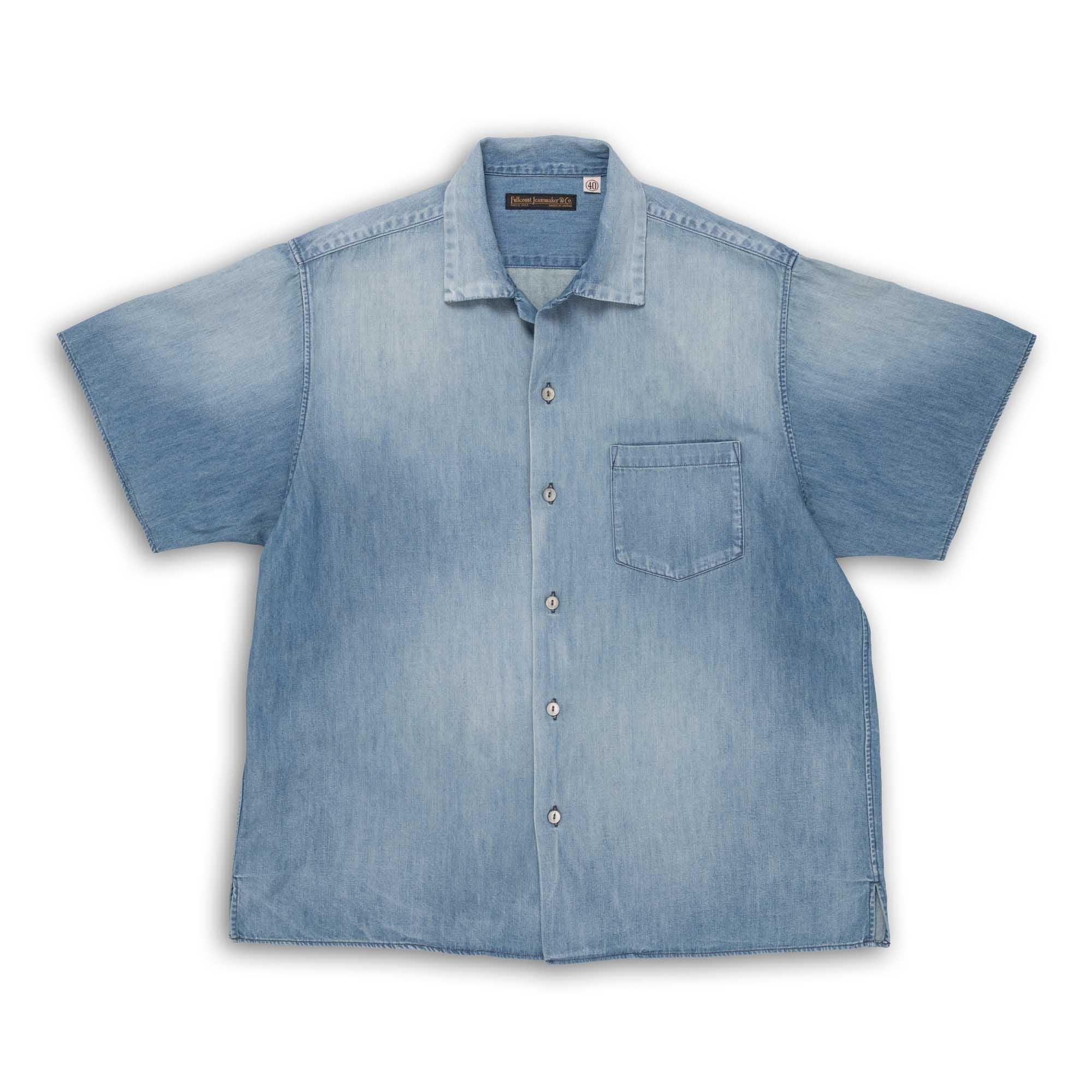 Open Collar Shirt S/S Denim Indigo