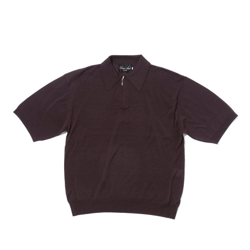 Zip Knit Polo Brown