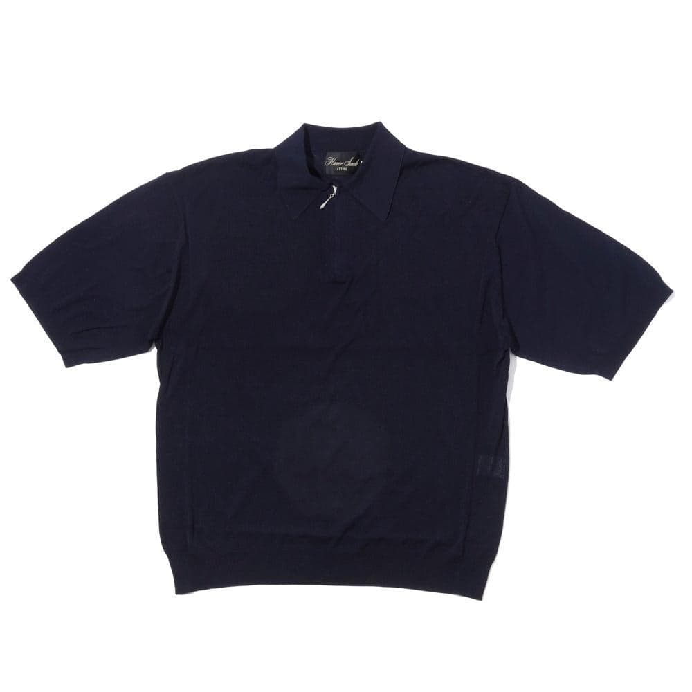 Zip Knit Polo Navy