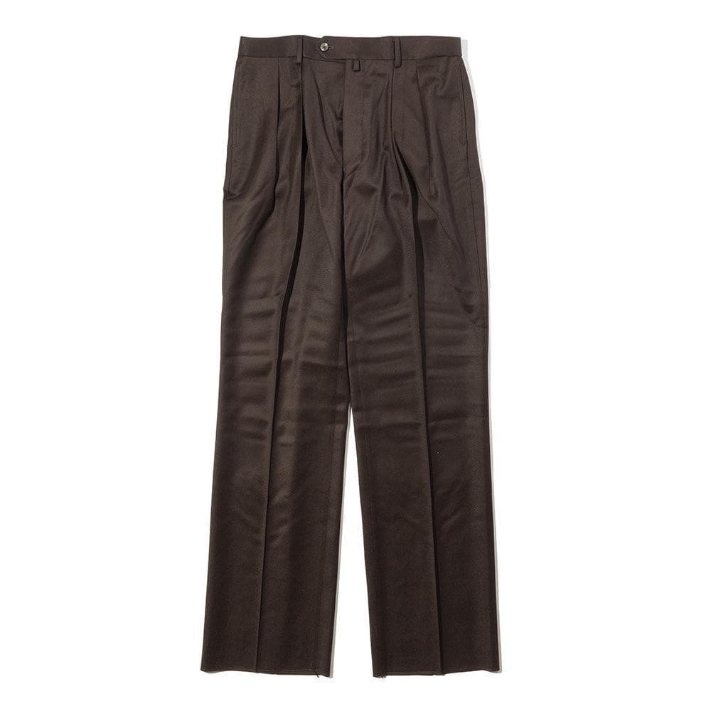 Wool Tricotine Wide Trousers Brown