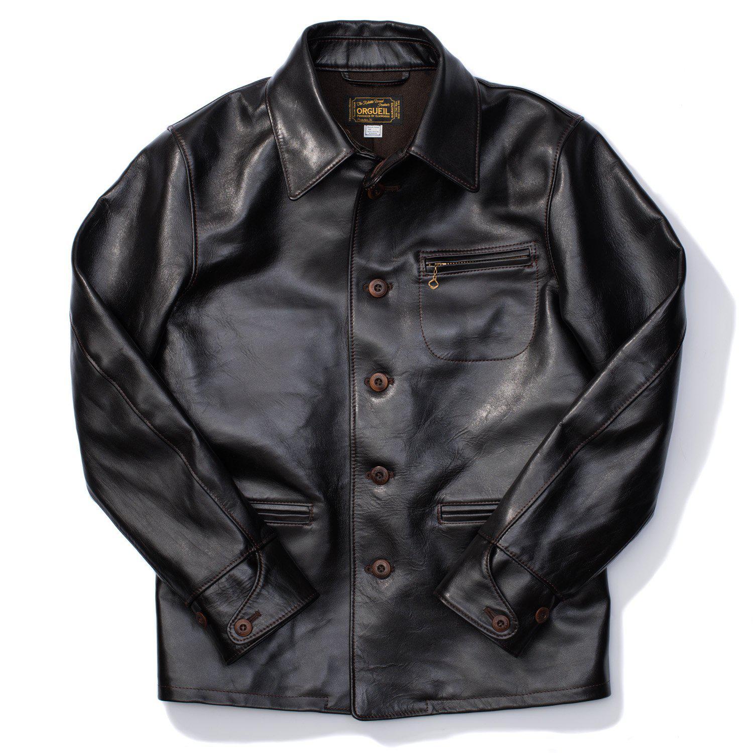Horsehide Leather Car Coat Black