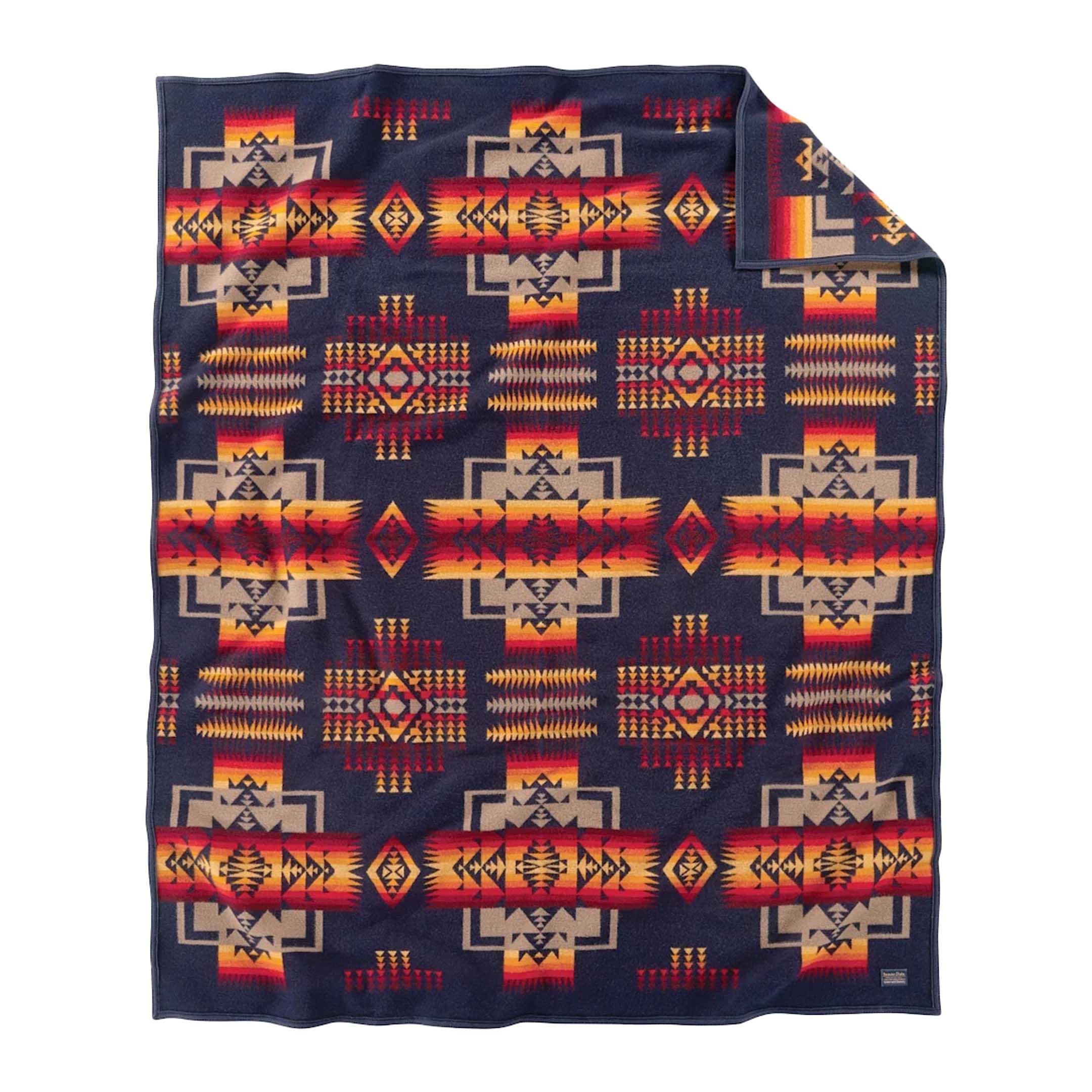 Pendleton Chief Joseph Jacquard Robe Blanket Indigo