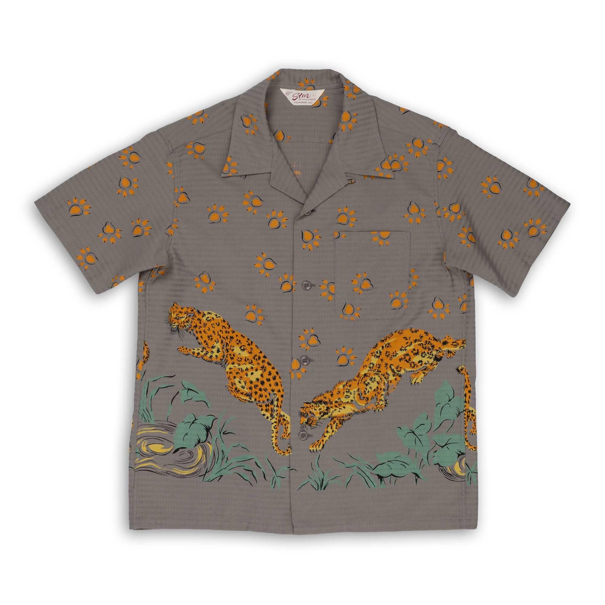 Dobby Cotton Leopard Shirt Grey