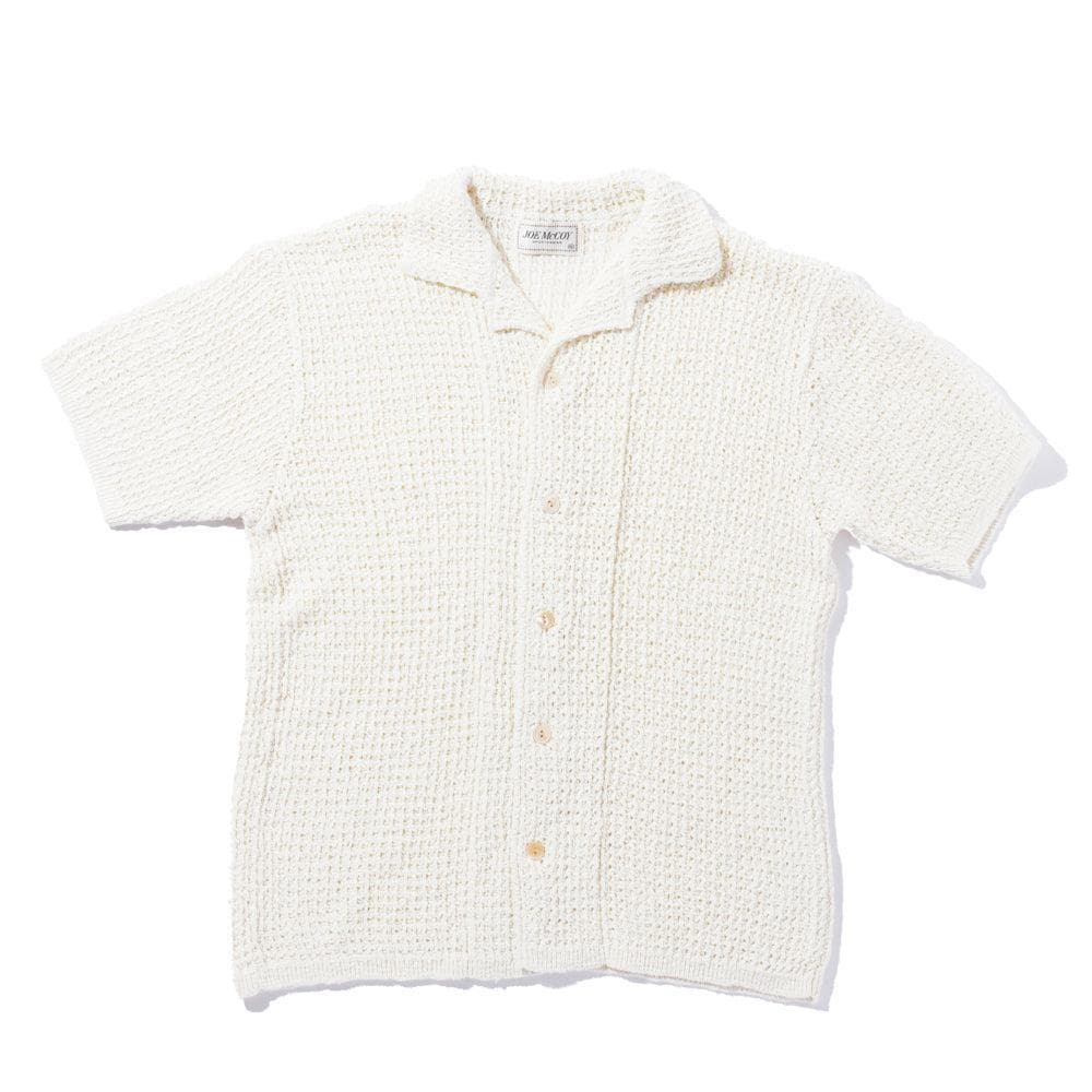 Cotton Knitted Button Up Shirt Milk