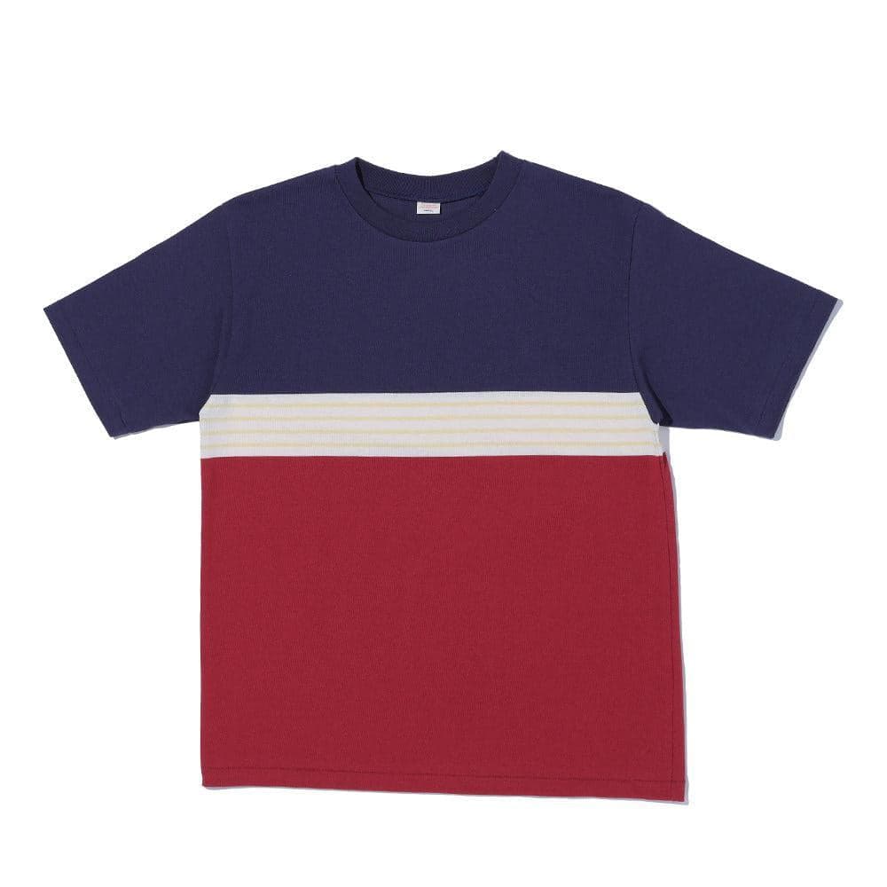 . Lot. 4112 Panel Border T-shirt Navy/Bordeaux