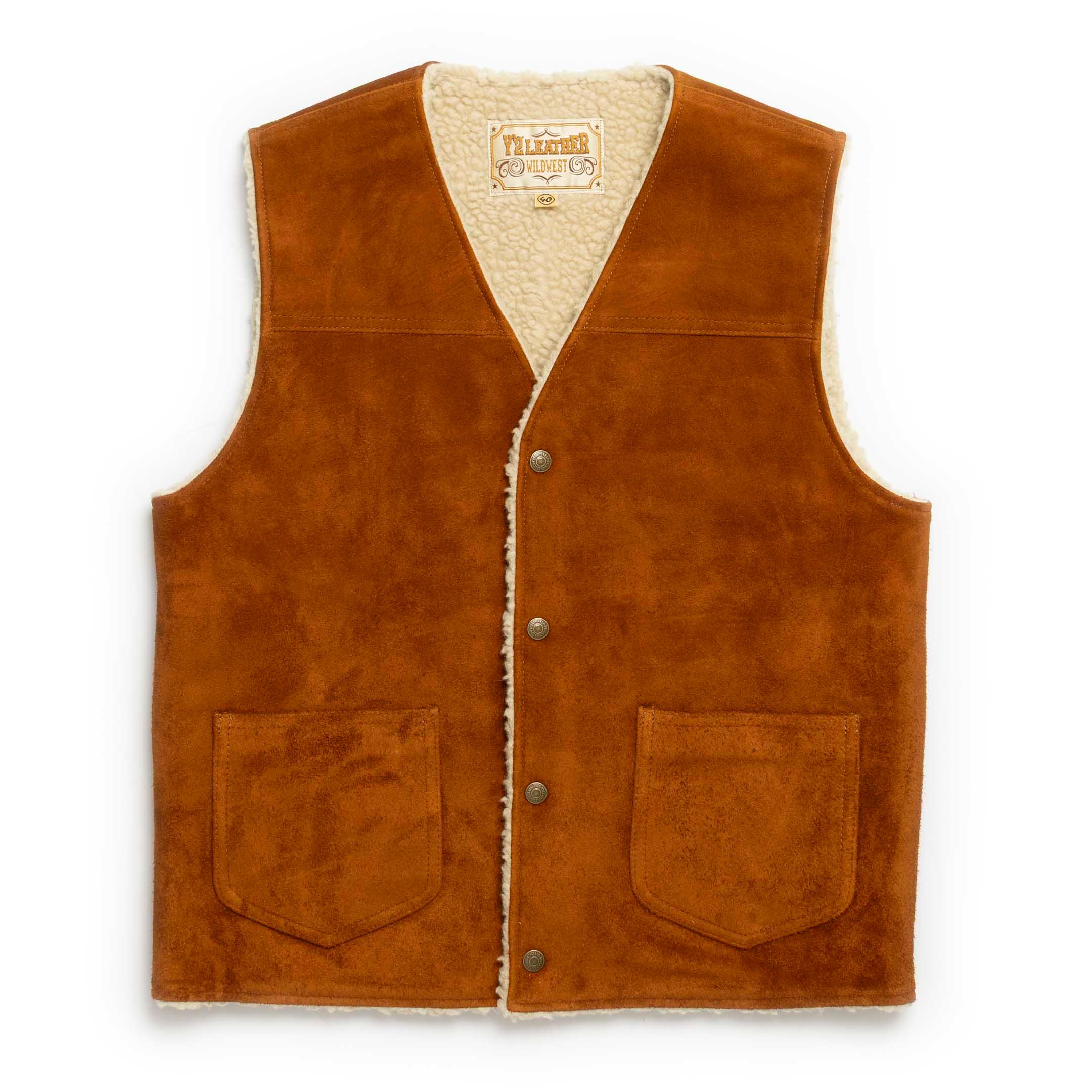 Steer Roughout Wool Boa Vest Camel
