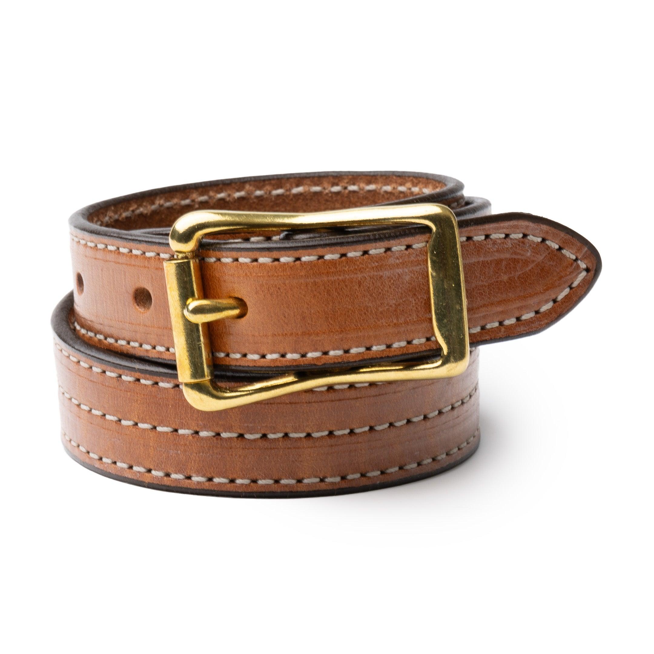 1" Triple Stitch Belt Buck Brown w/Natural Stitch
