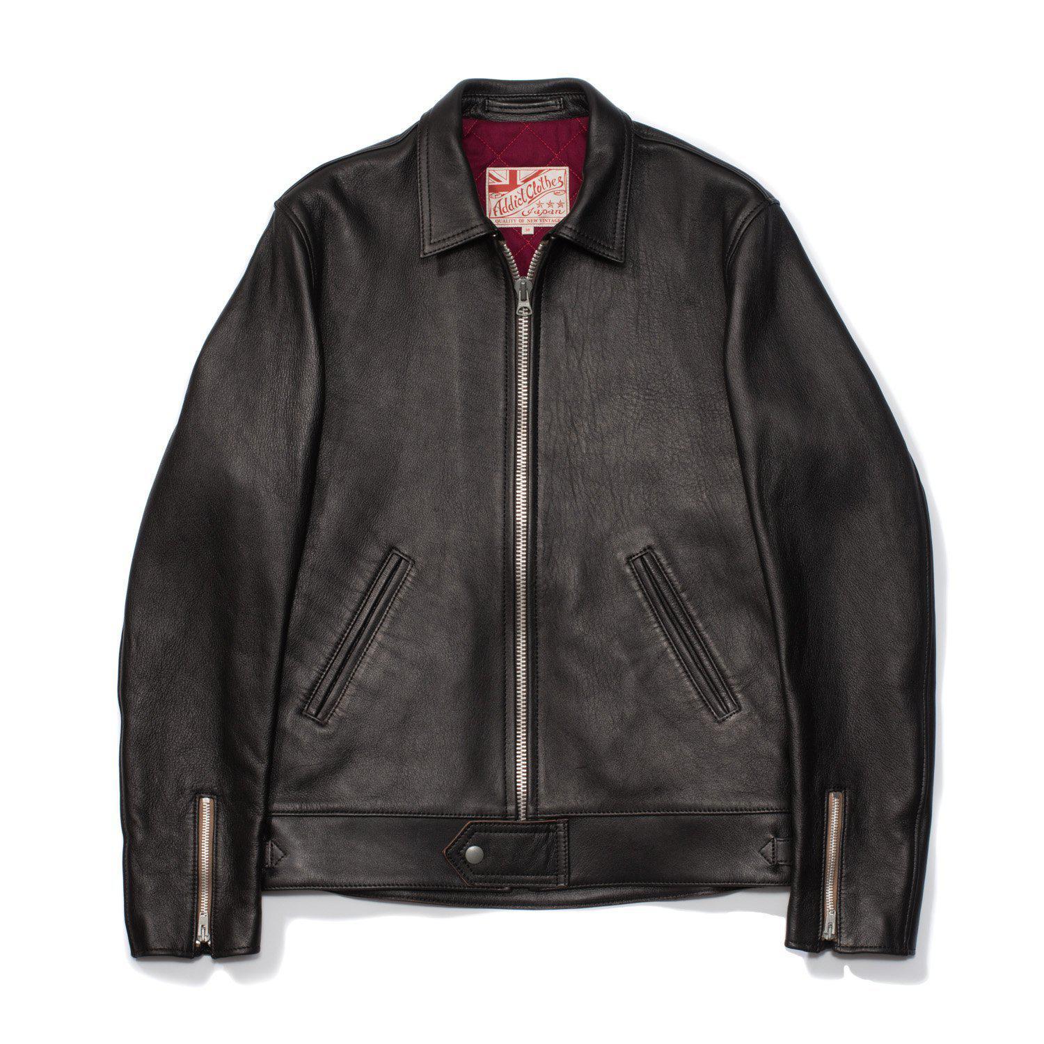 Addict AD-01 Sheepskin Leather Jacket Black