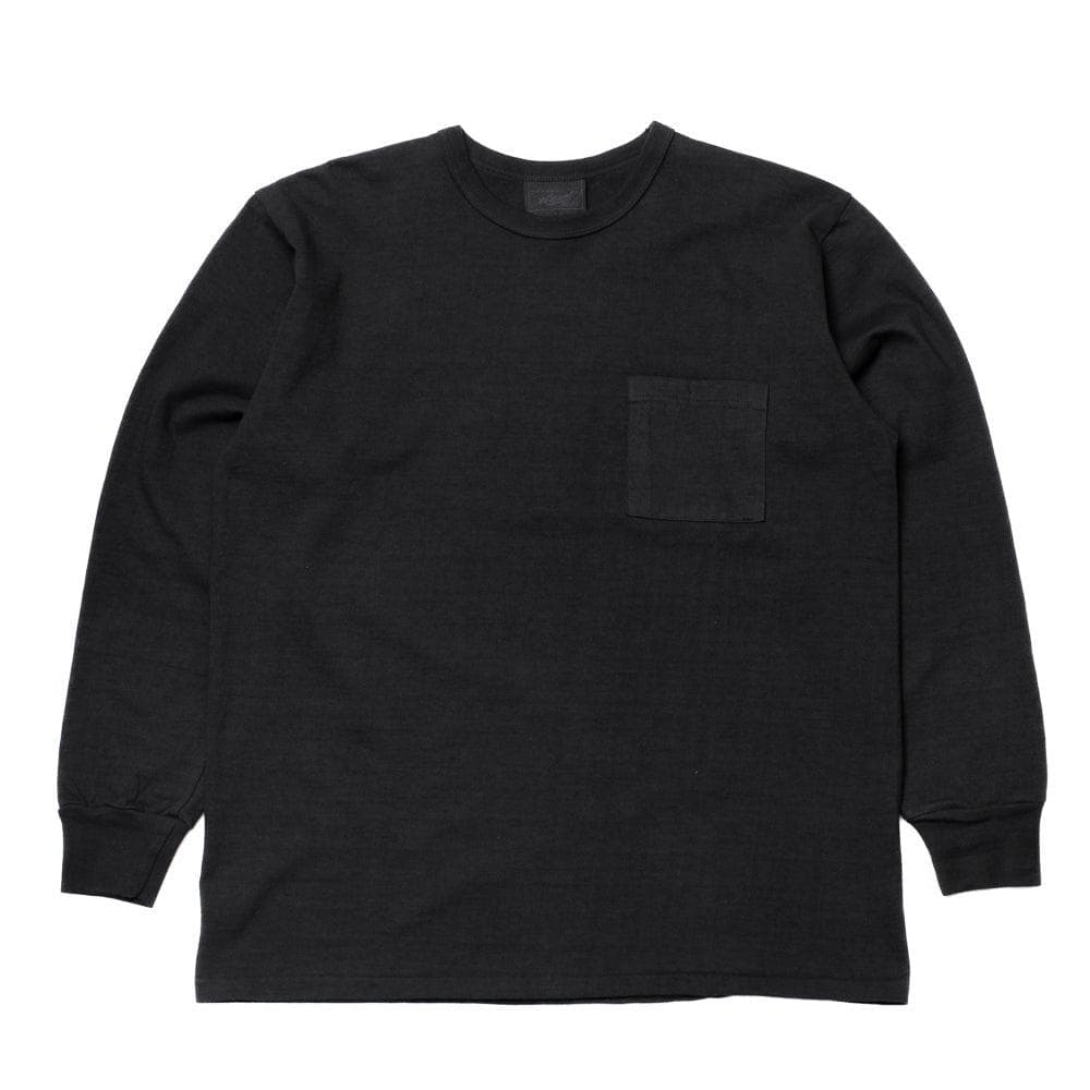 Heavy Duty Crew Neck Square Pocket L/S T-shirt Black