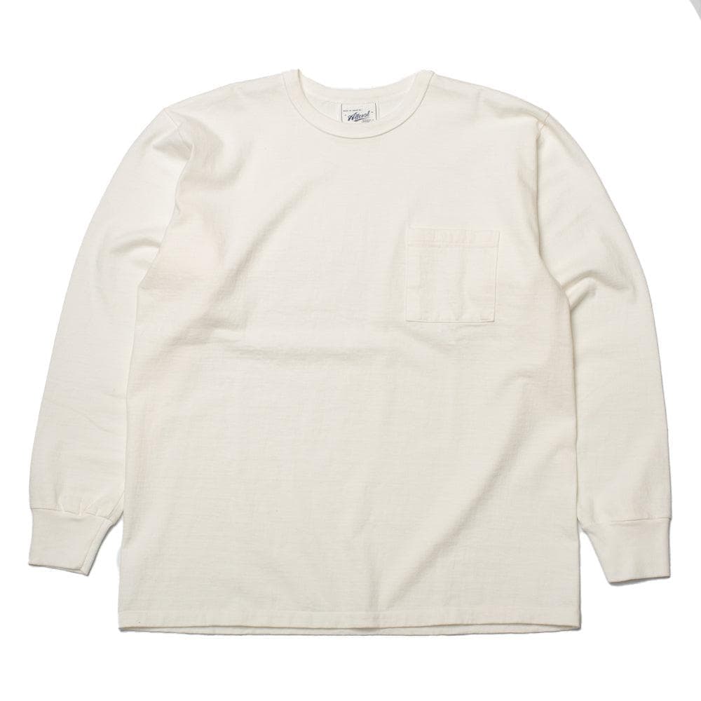 Heavy Duty Crew Neck Square Pocket L/S T-shirt White