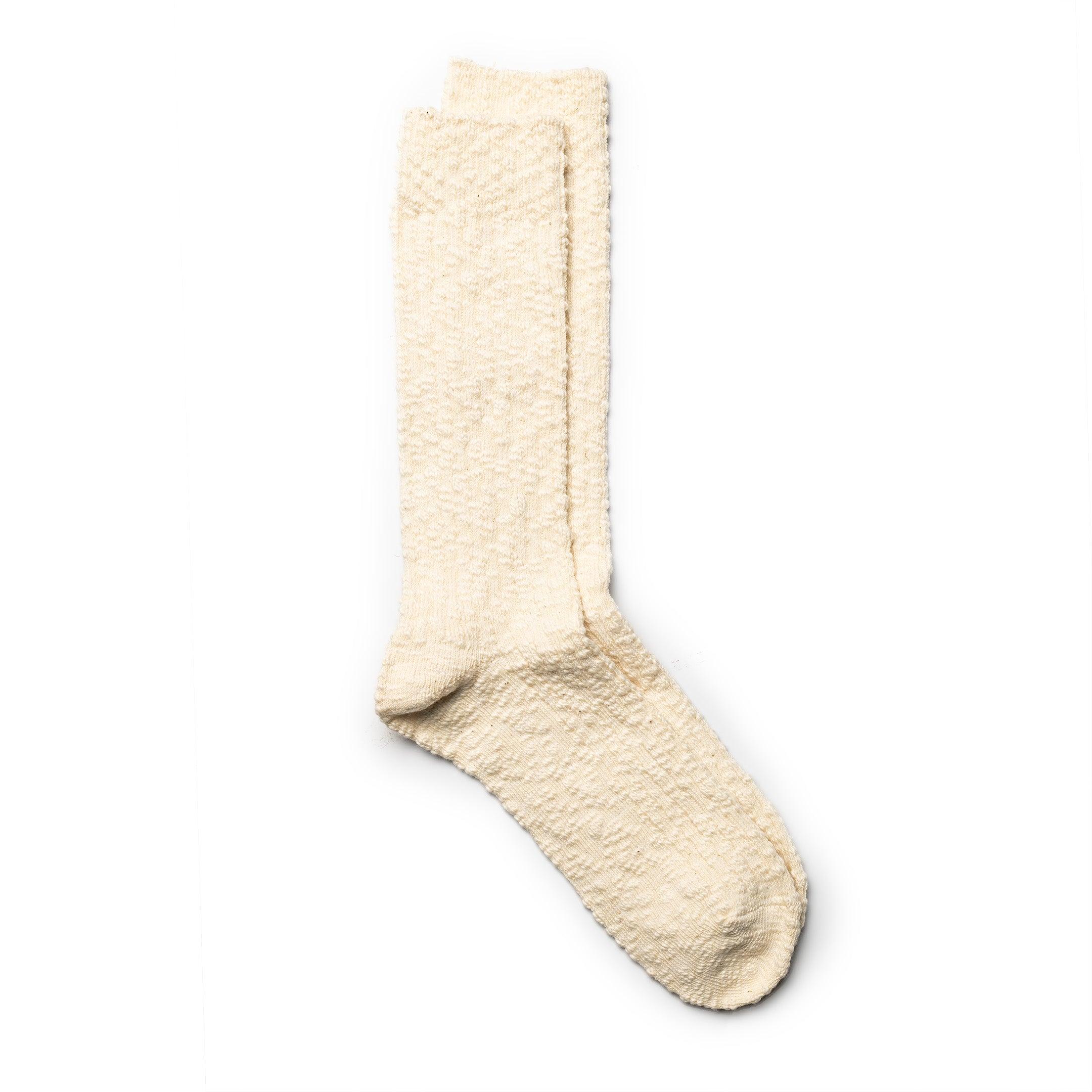 Light Slub Crew Sock Ivory