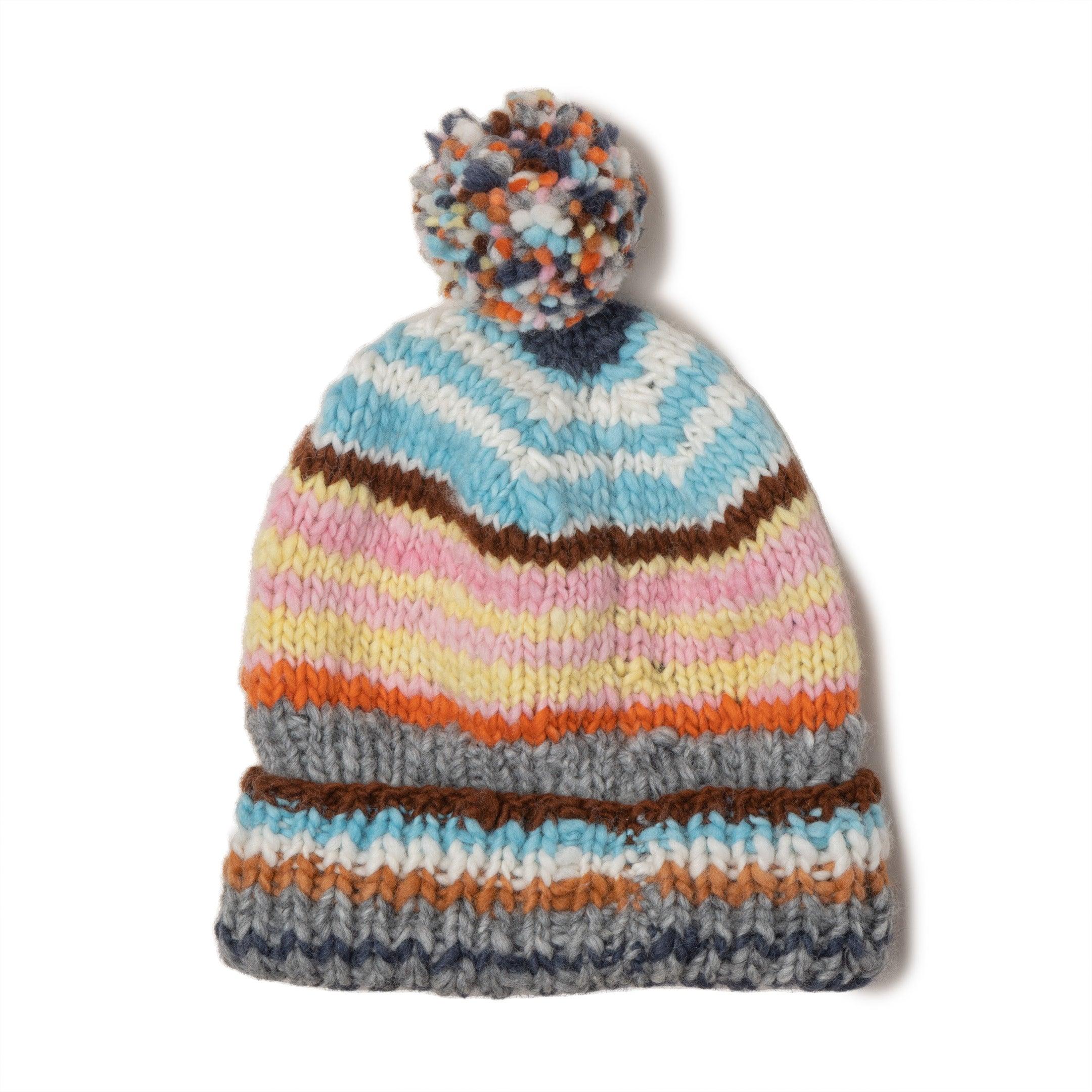 Double Cuff Cap Multi Stripe Pearl Grey