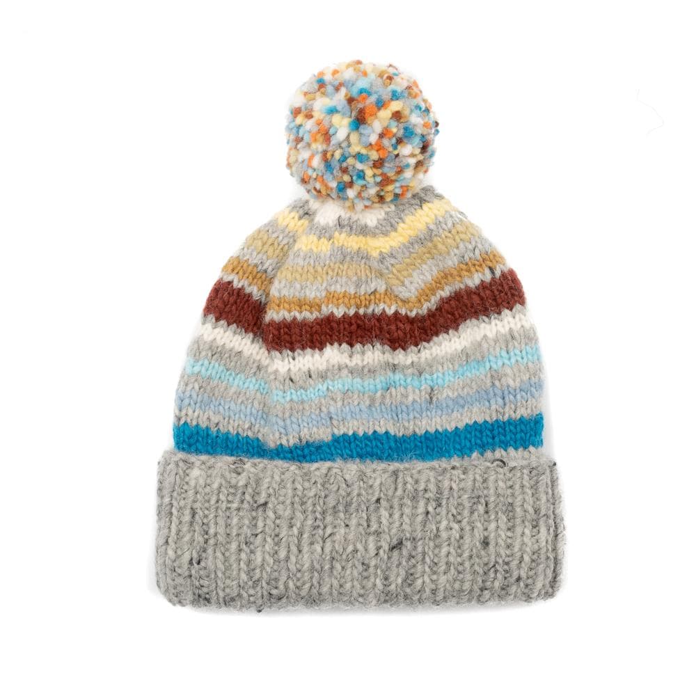 Double Cuff Cap Multi Stripe Pearl Heather Multi