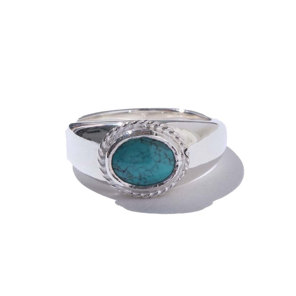 Oval Stamp Stand Ring w/Turquoise (R-169)