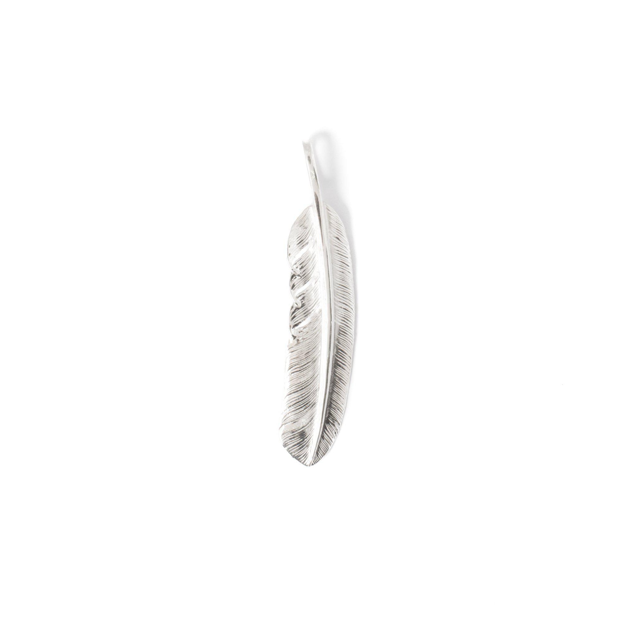 Silver Feather Pendant Large P-001