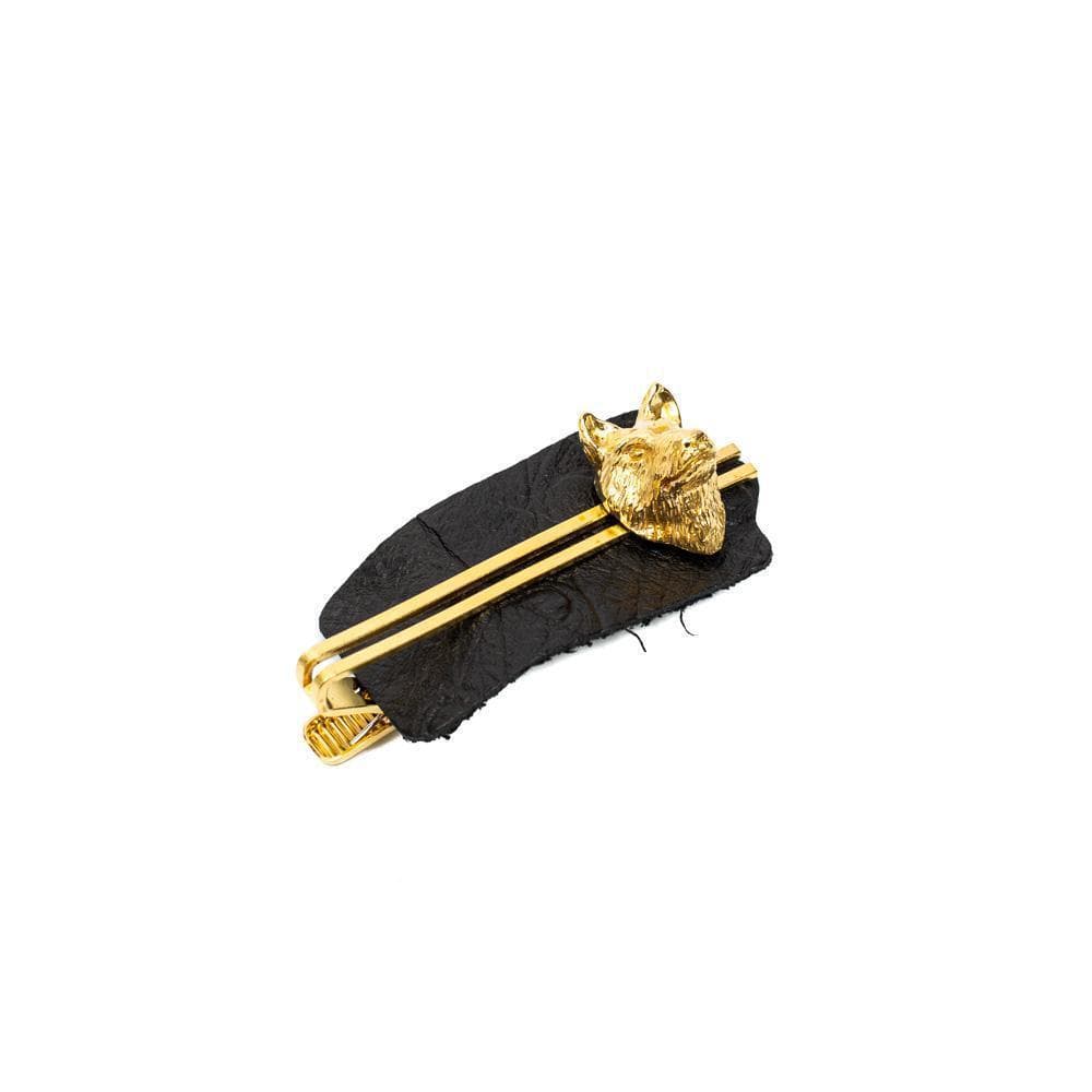 Solid Design Brass Wolf Tie Clip