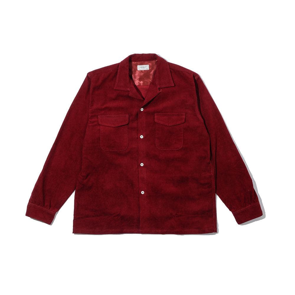 Corduroy Open Collar Shirt Burgundy
