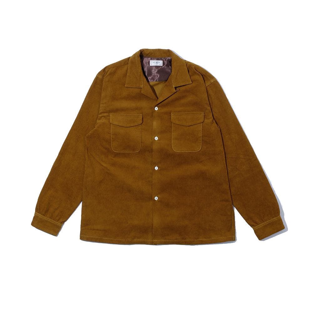 Corduroy Open Collar Shirt Mustard