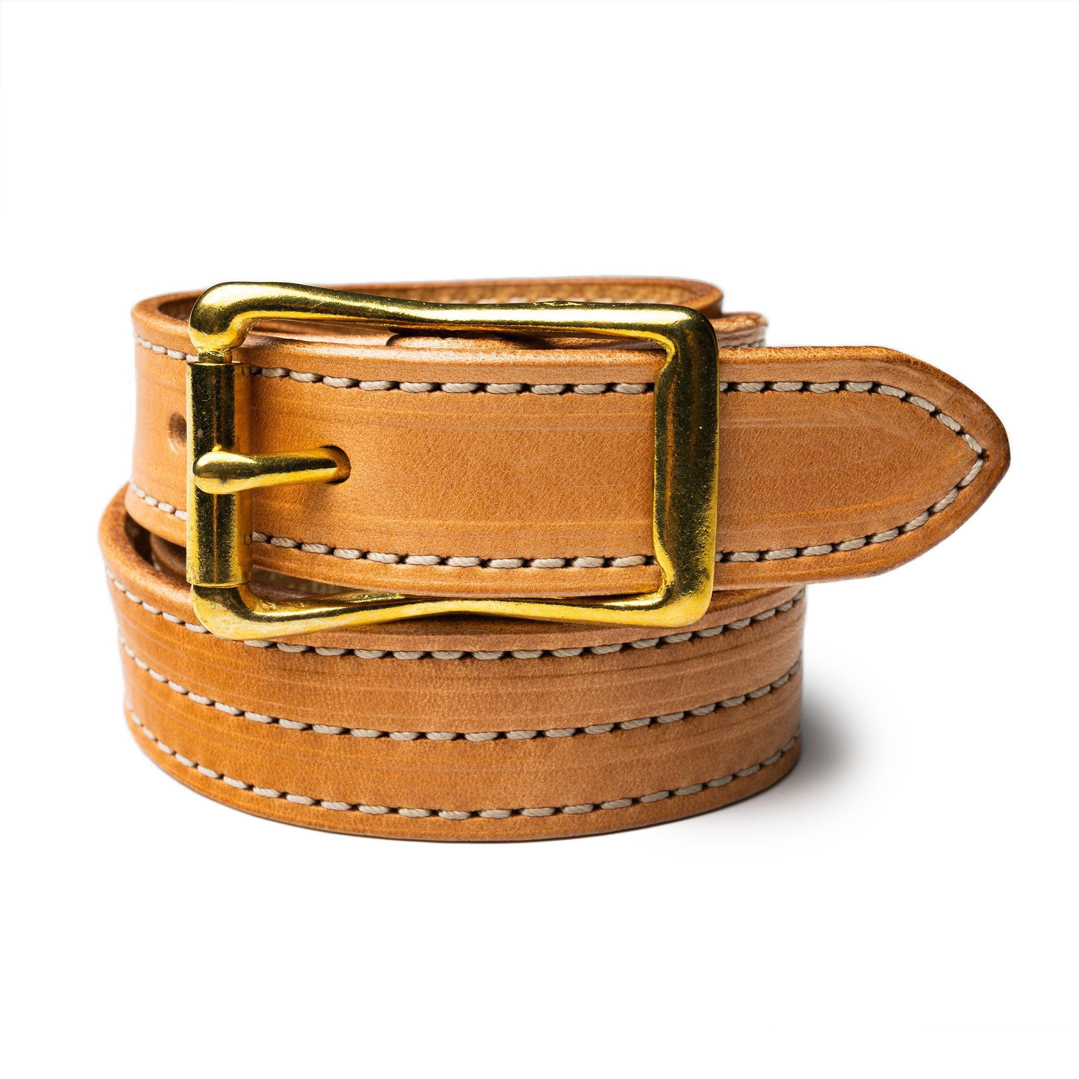1" Triple Stitch Belt Russet w/Natural Stitch
