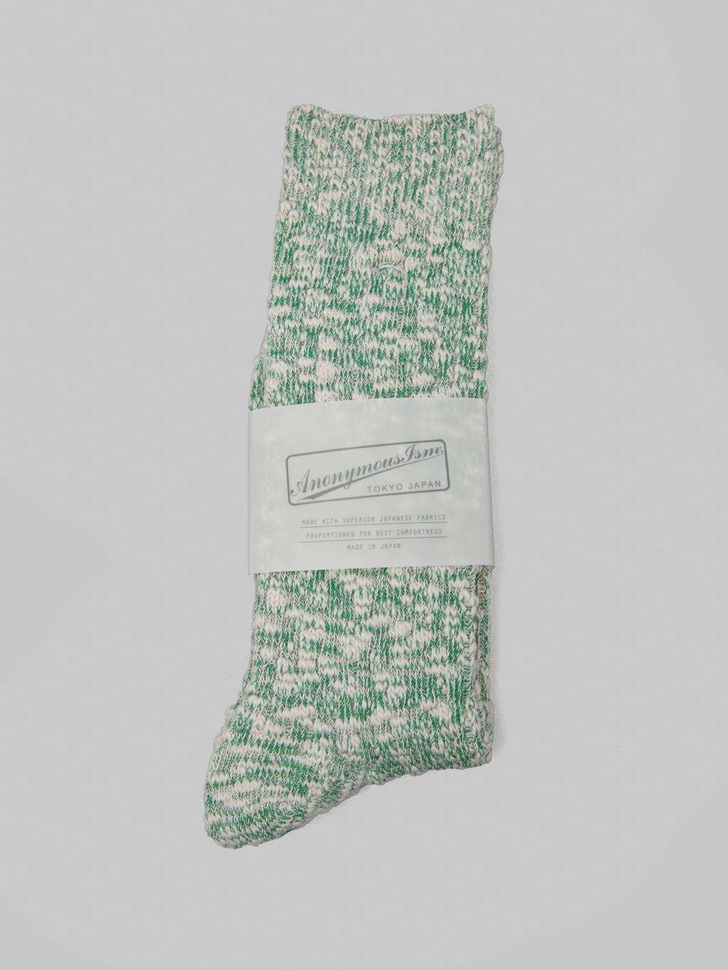 Light Weight Slub Crew Socks Green