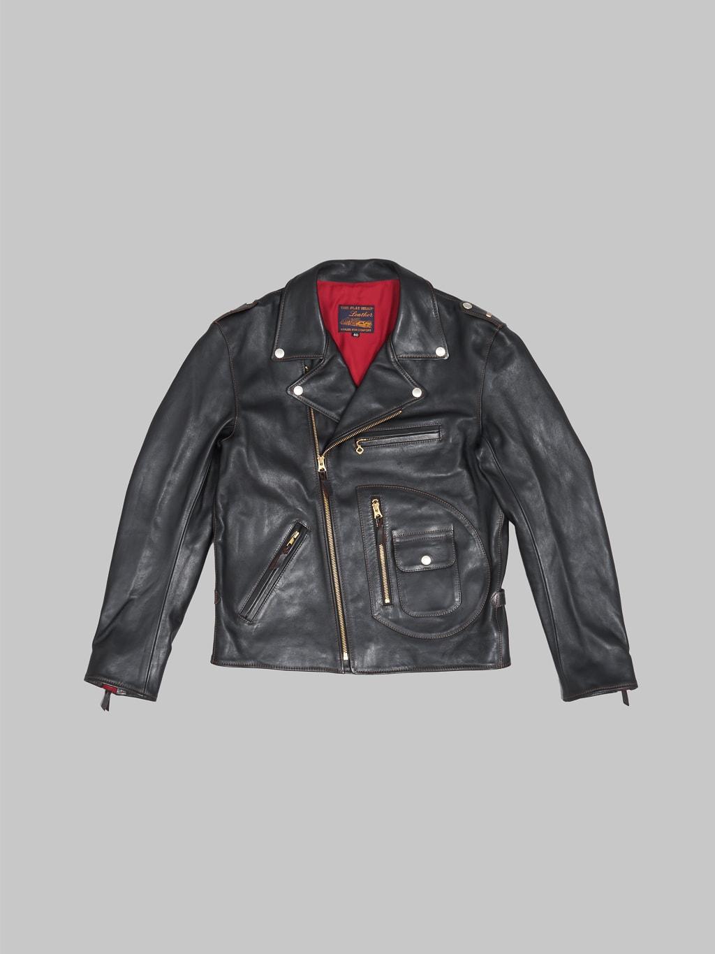 FN-LJ-HW001 Horsehide Double Rider's Jacket Black Aniline