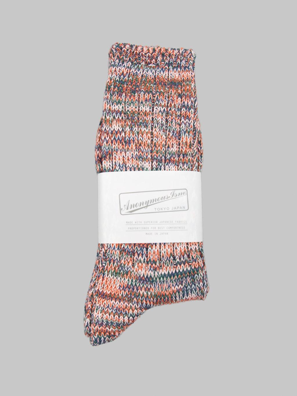 5 Colour Mix Crew Socks Dark Orange