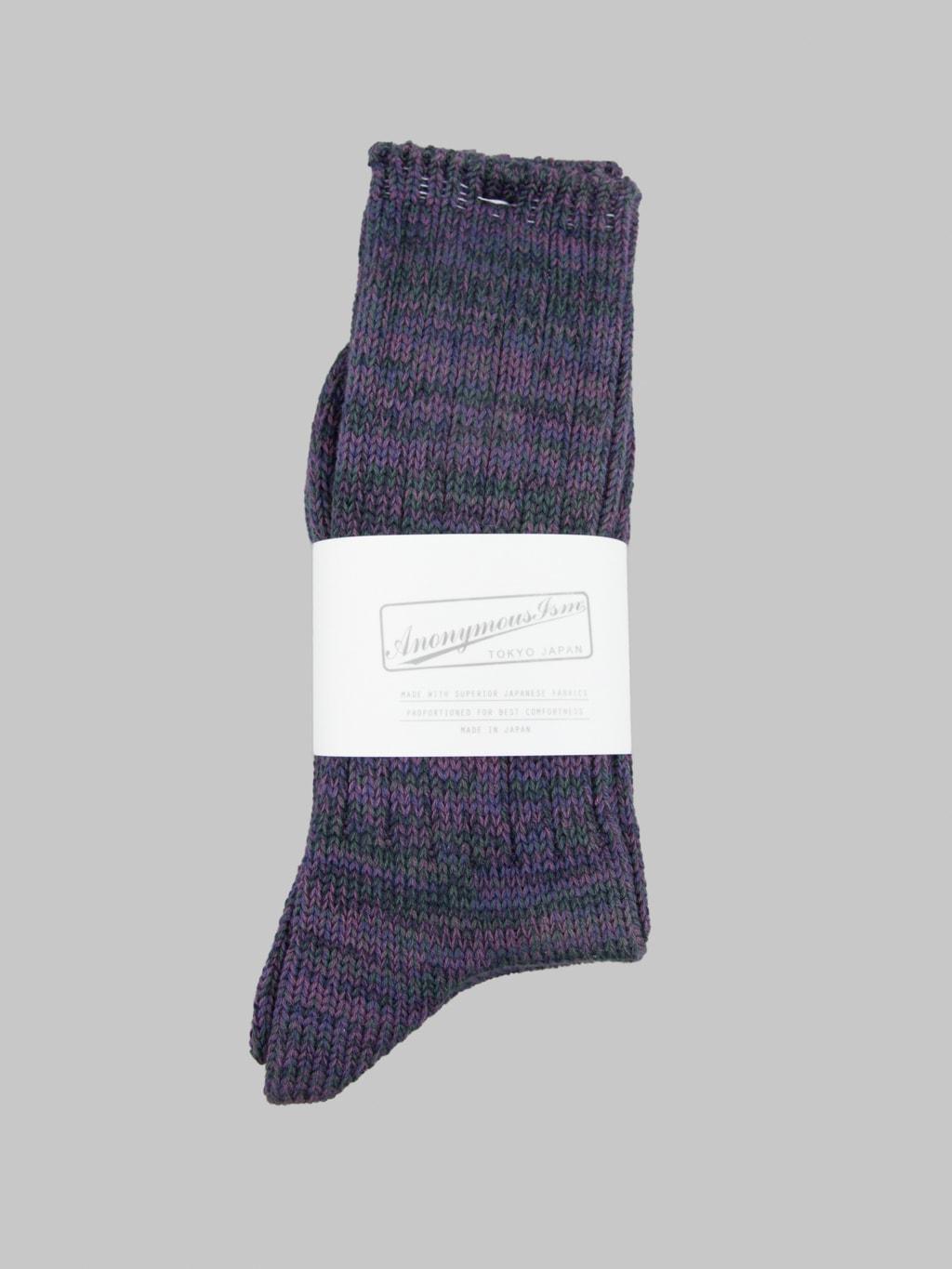 5 Colour Mix Crew Socks Dark Violet