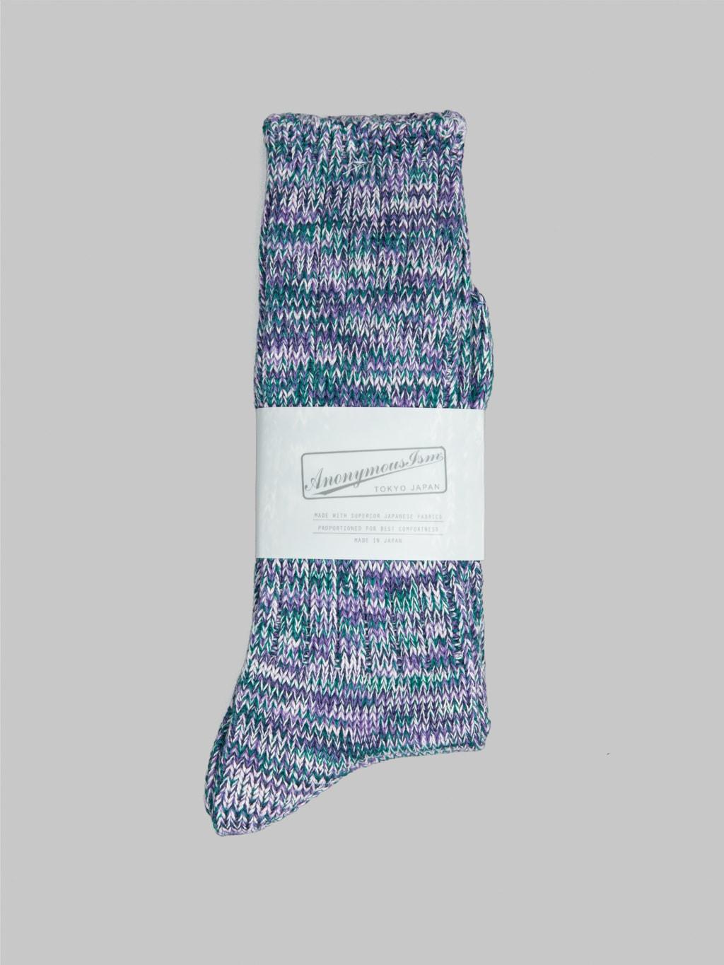 5 Colour Mix Crew Socks Purple