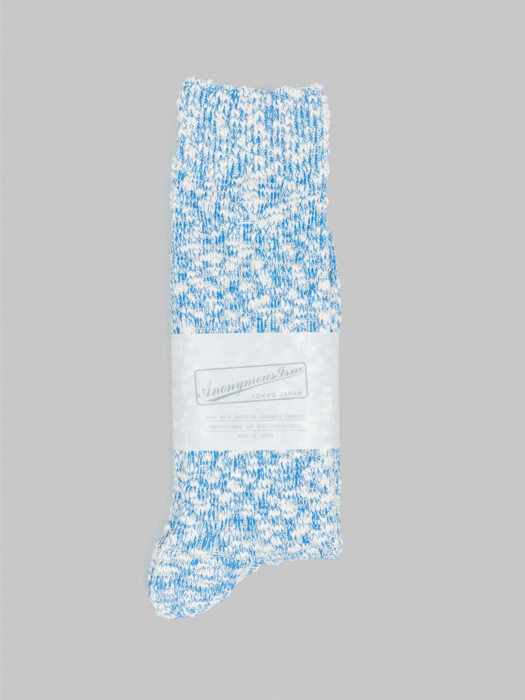 Light Weight Slub Crew Socks Blue