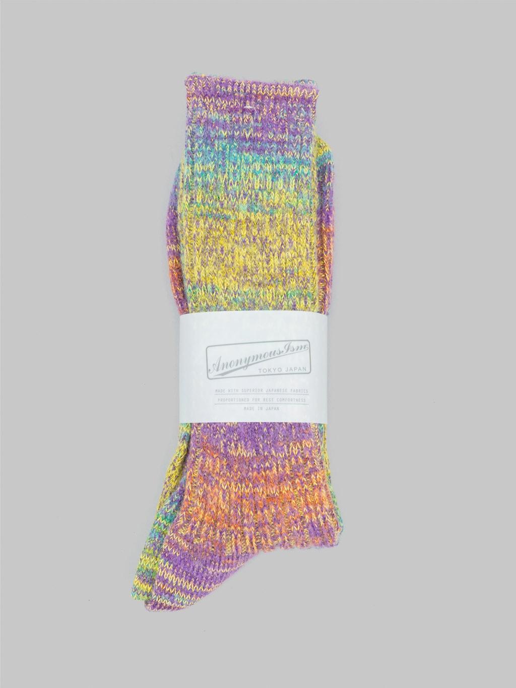 Splash Pattern Crew Socks Purple