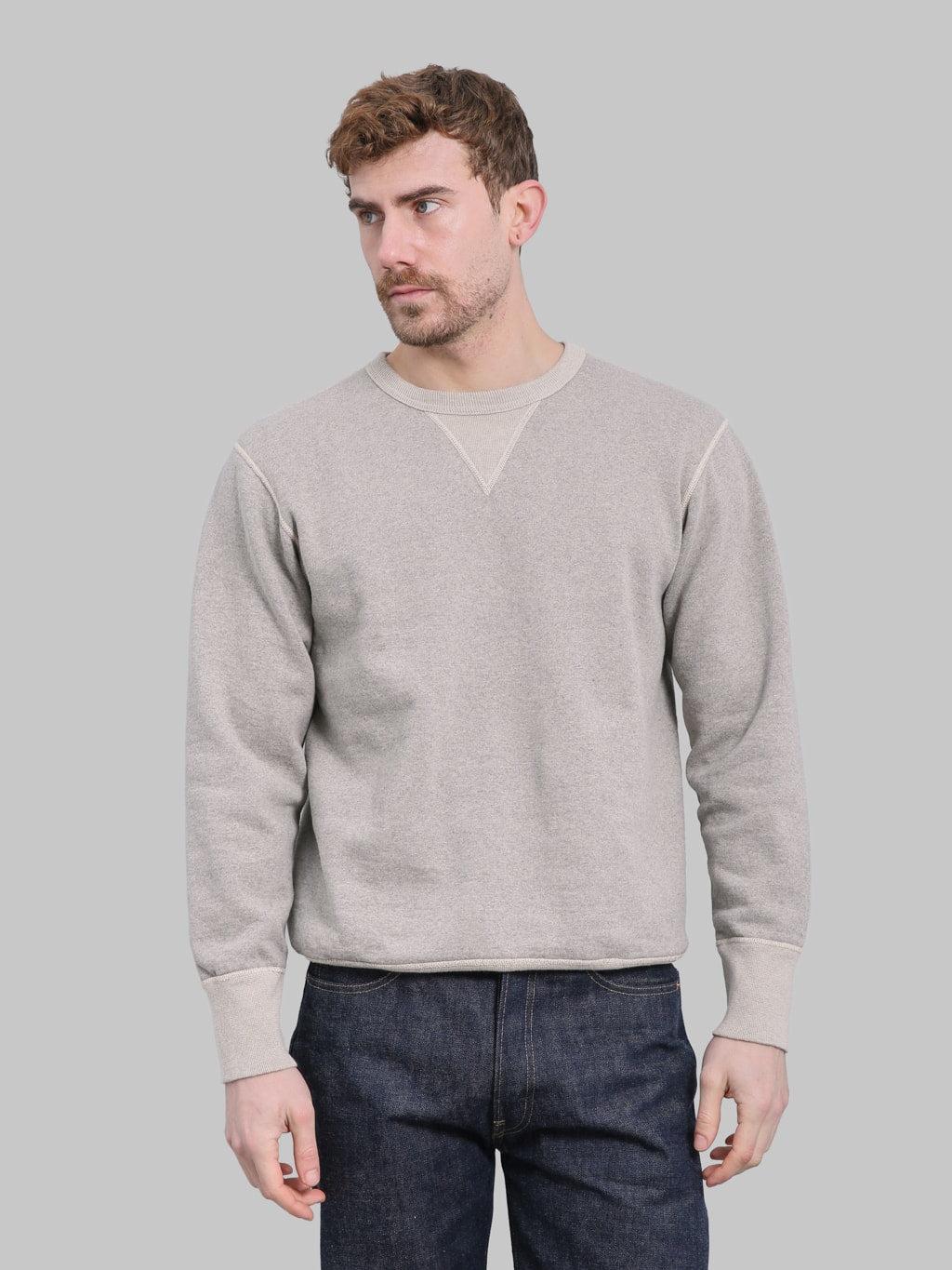 S101-00 Flat Seam Plain Sweatshirt Grey Beige